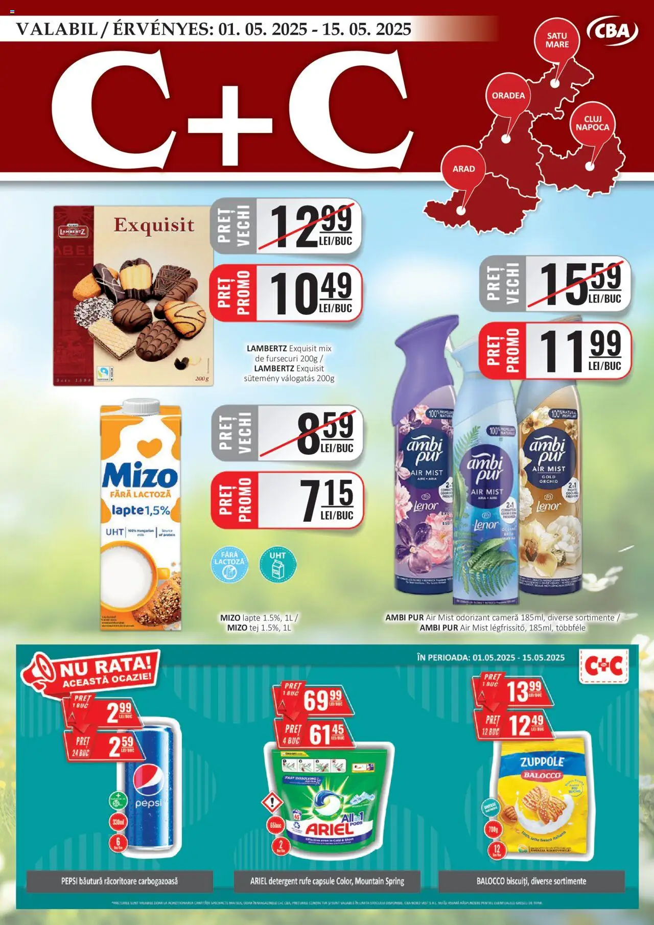Catalog CBA 1 - 15 Mai 2025 | Pagina 1 | Produse: Cameră, Rață, Lapte, Detergent