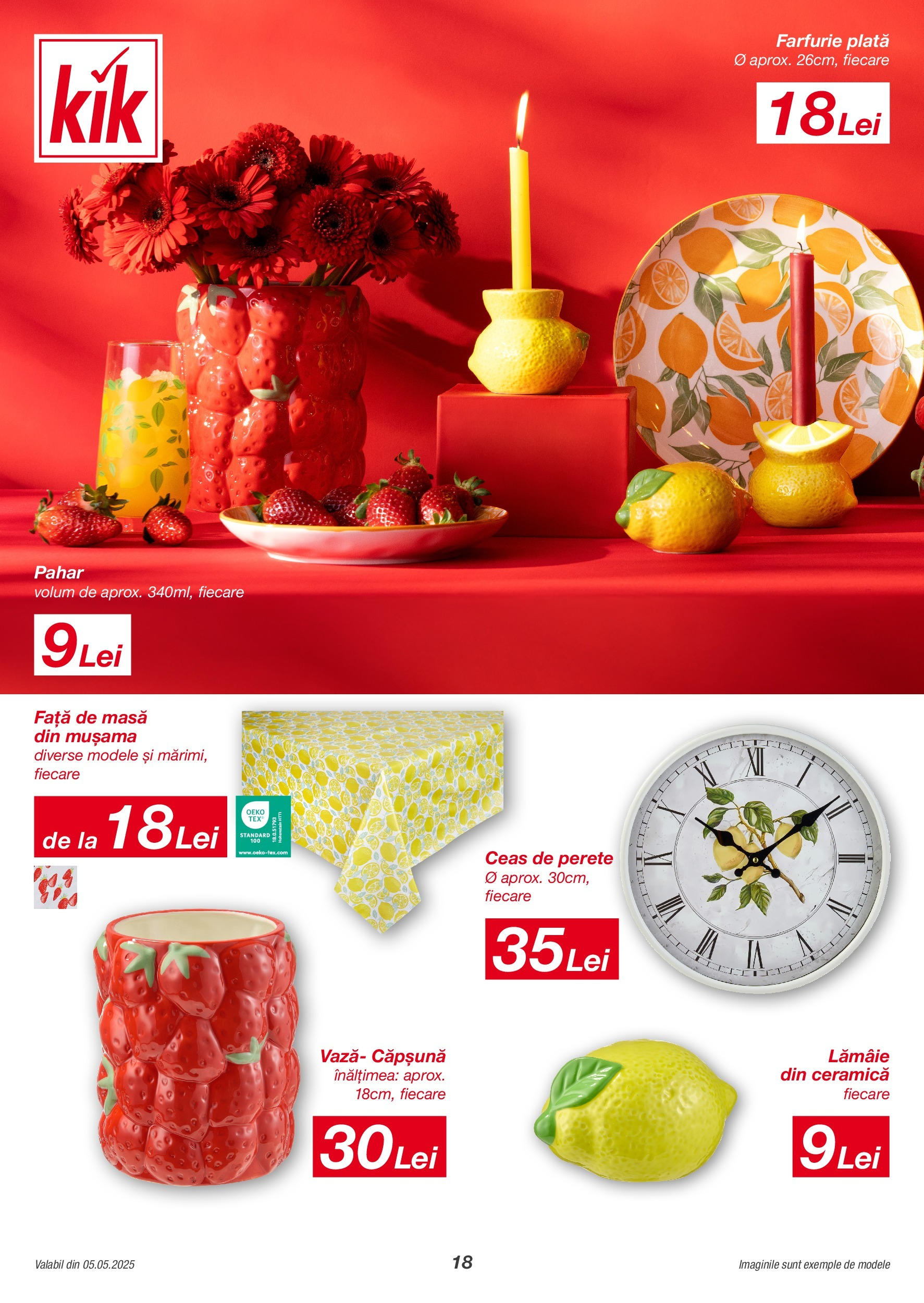 Catalog Kik 5 - 18 Mai 2025 | Pagina 18 | Produse: Față de masă, Masă, Farfurie, Lămâie