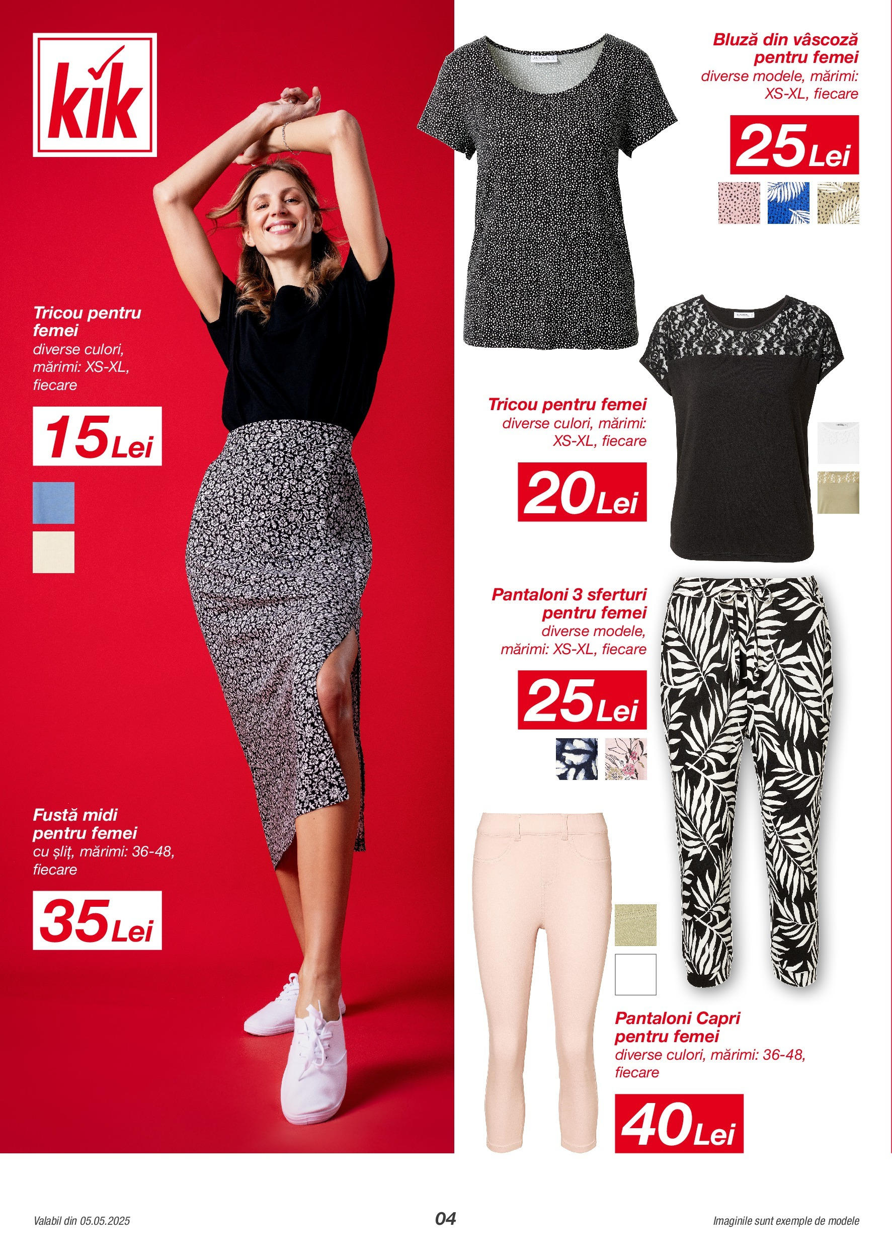 Catalog Kik 5 - 18 Mai 2025 | Pagina 4 | Produse: Tricou, Bluză, Pantaloni