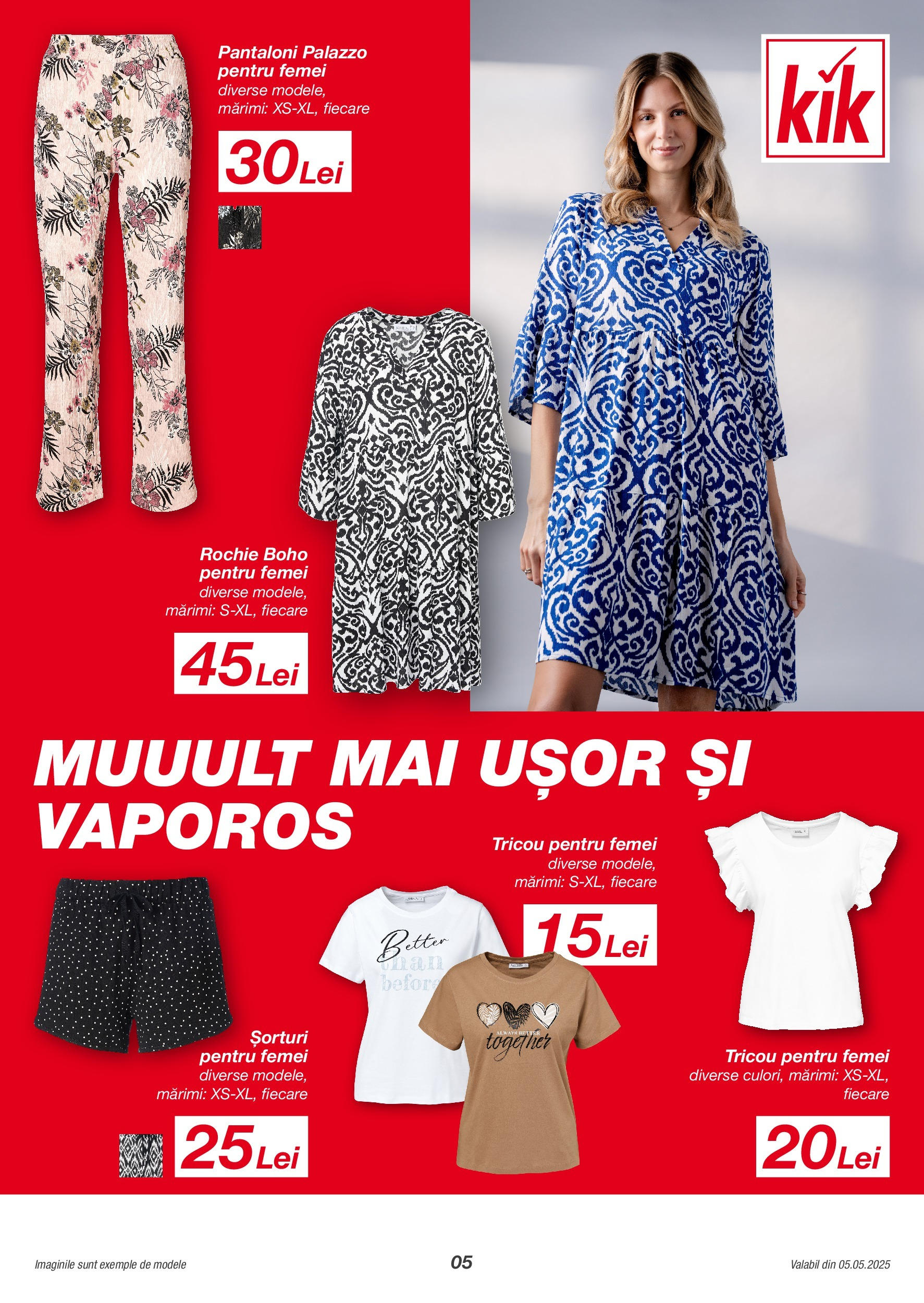 Catalog Kik 5 - 18 Mai 2025 | Pagina 5 | Produse: Rochie, Tricou, Pantaloni