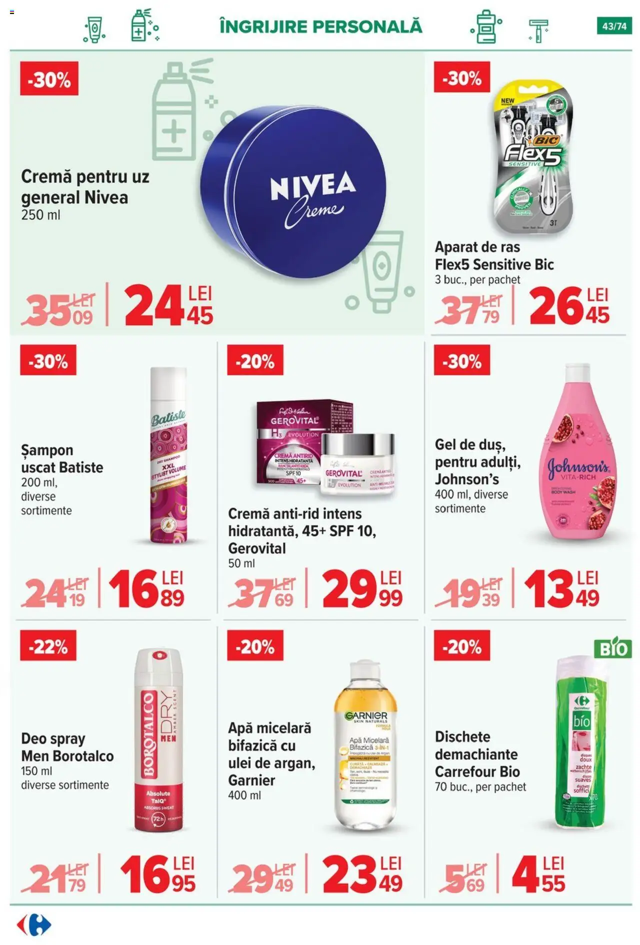 Catalog Carrefour 7 - 20 Mai 2025 | Pagina 43 | Produse: Aparat De Ras, Șampon, Ulei, Apă