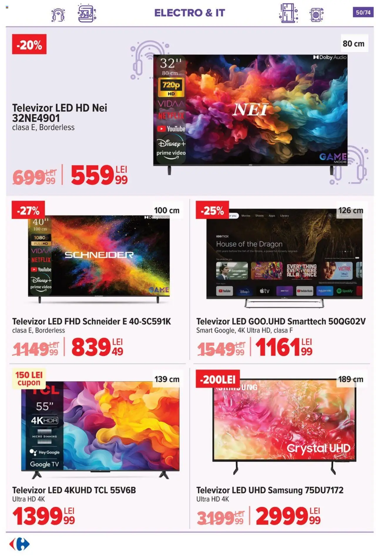 Catalog Carrefour 7 - 20 Mai 2025 | Pagina 50 | Produse: Vestiyer, Televizor, Video, Babak