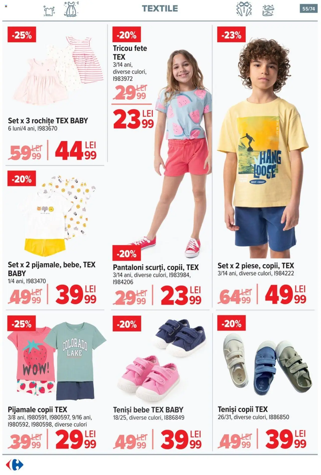 Catalog Carrefour 7 - 20 Mai 2025 | Pagina 55 | Produse: Teniși, Tricou, Pantaloni, Pijamale