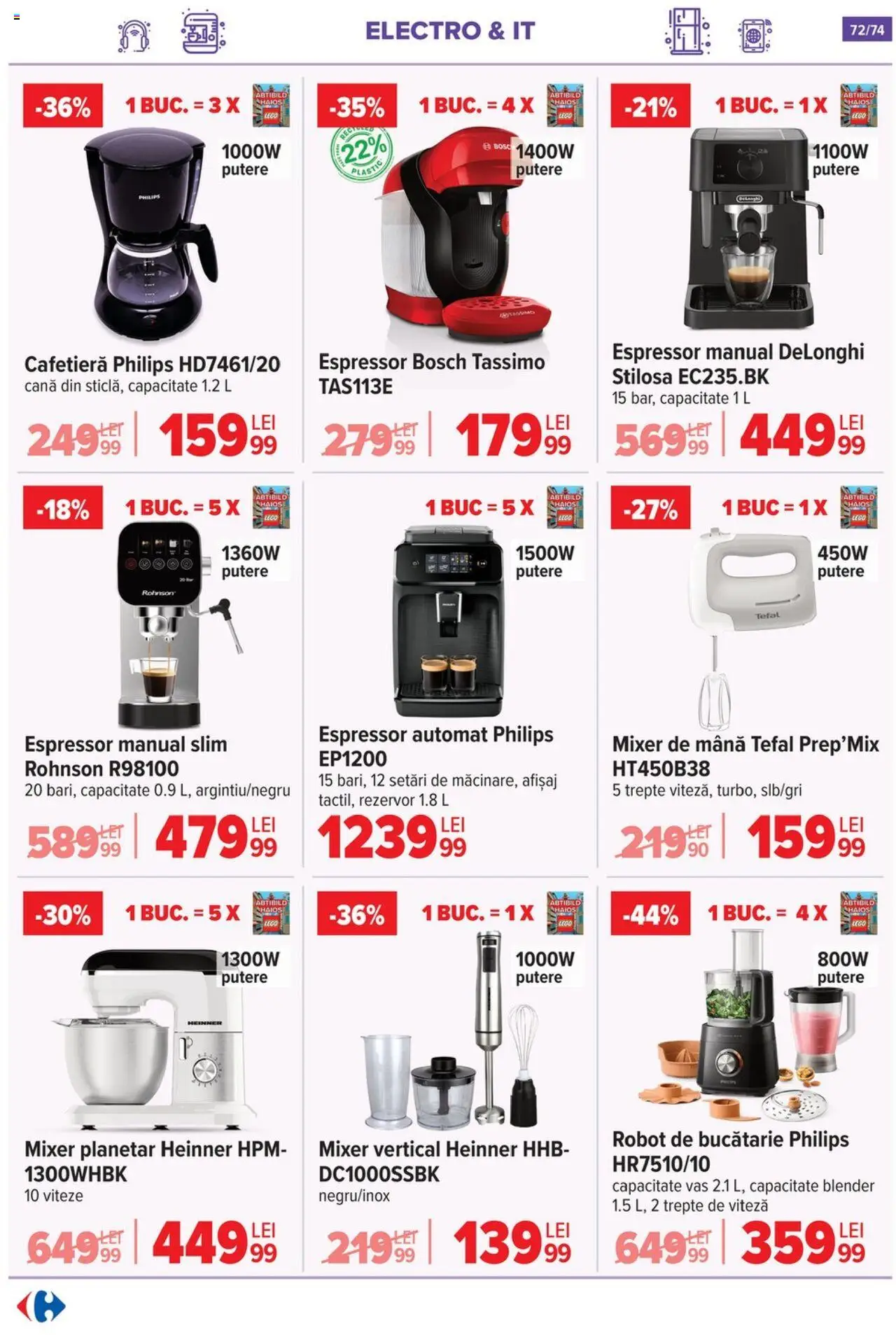 Catalog Carrefour 7 - 20 Mai 2025 | Pagina 72 | Produse: Robot de bucătarie, Espressor, Blender, Robot