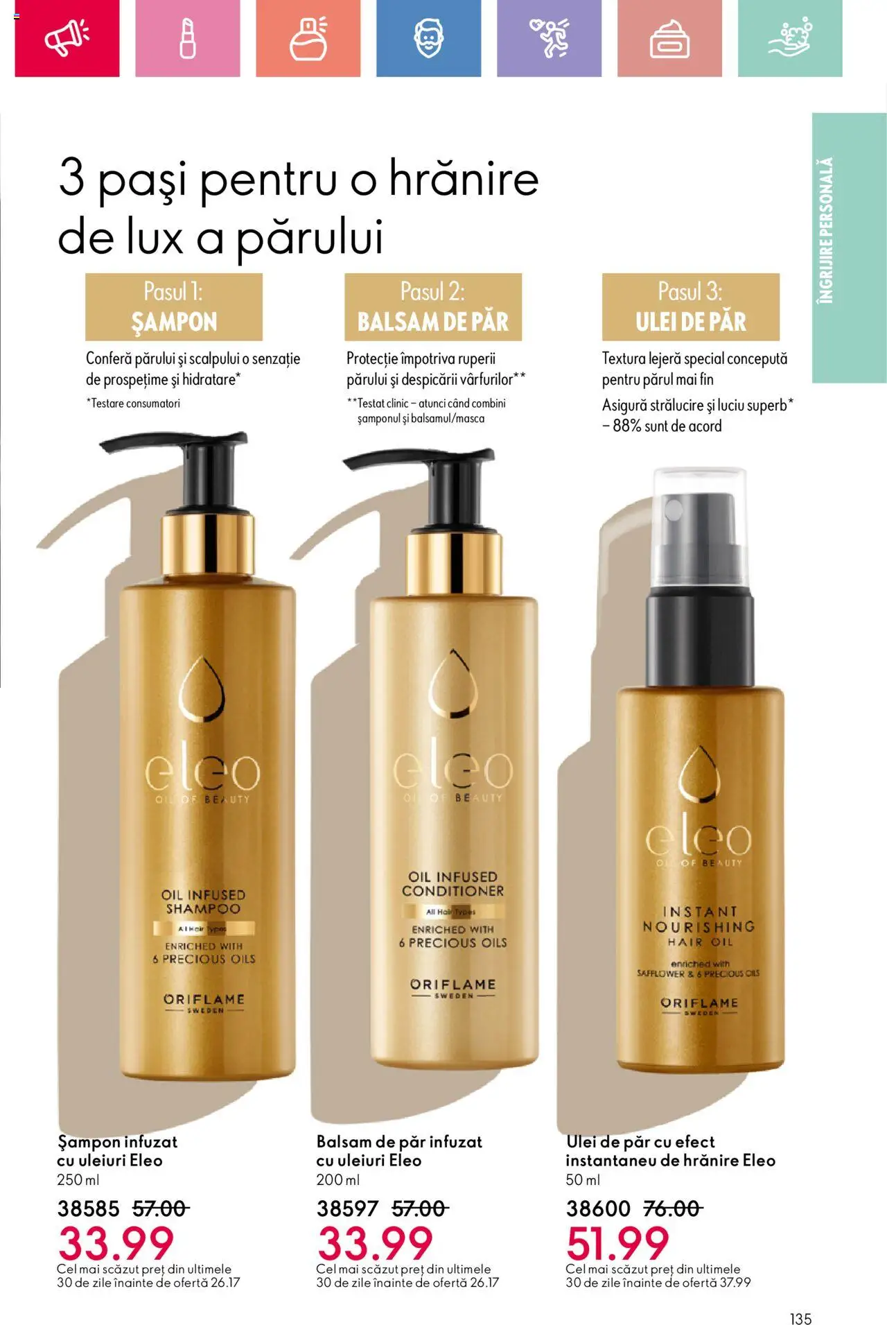 Catalog Oriflame 25 Mai - 14 Iunie 2025 | Pagina 135 | Produse: Balsam, Ulei de păr, Balsam de păr, Ulei