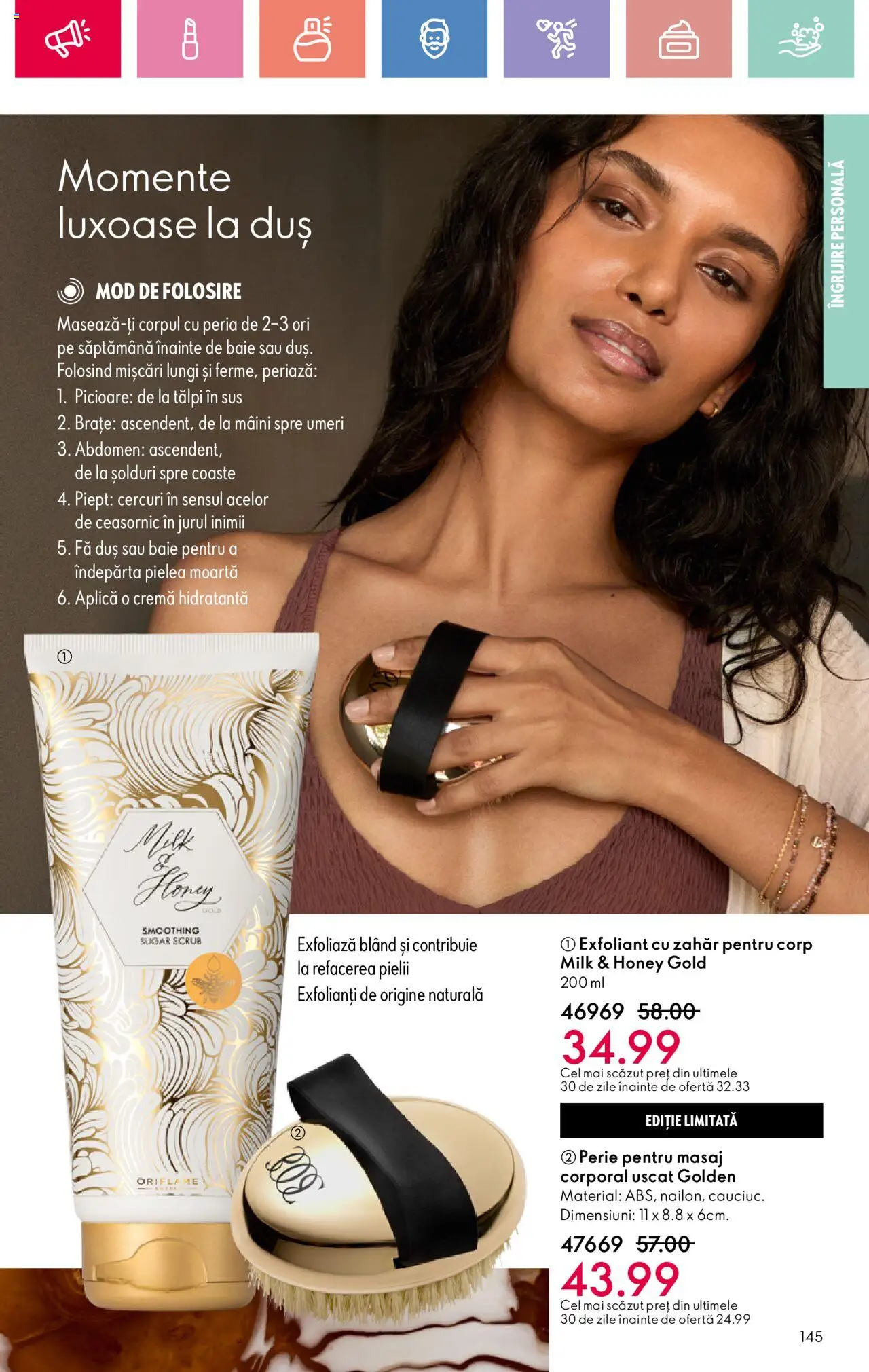 Catalog Oriflame 25 Mai - 14 Iunie 2025 | Pagina 145 | Produse: Scrub, Arapsaçı, Duș, Cremă
