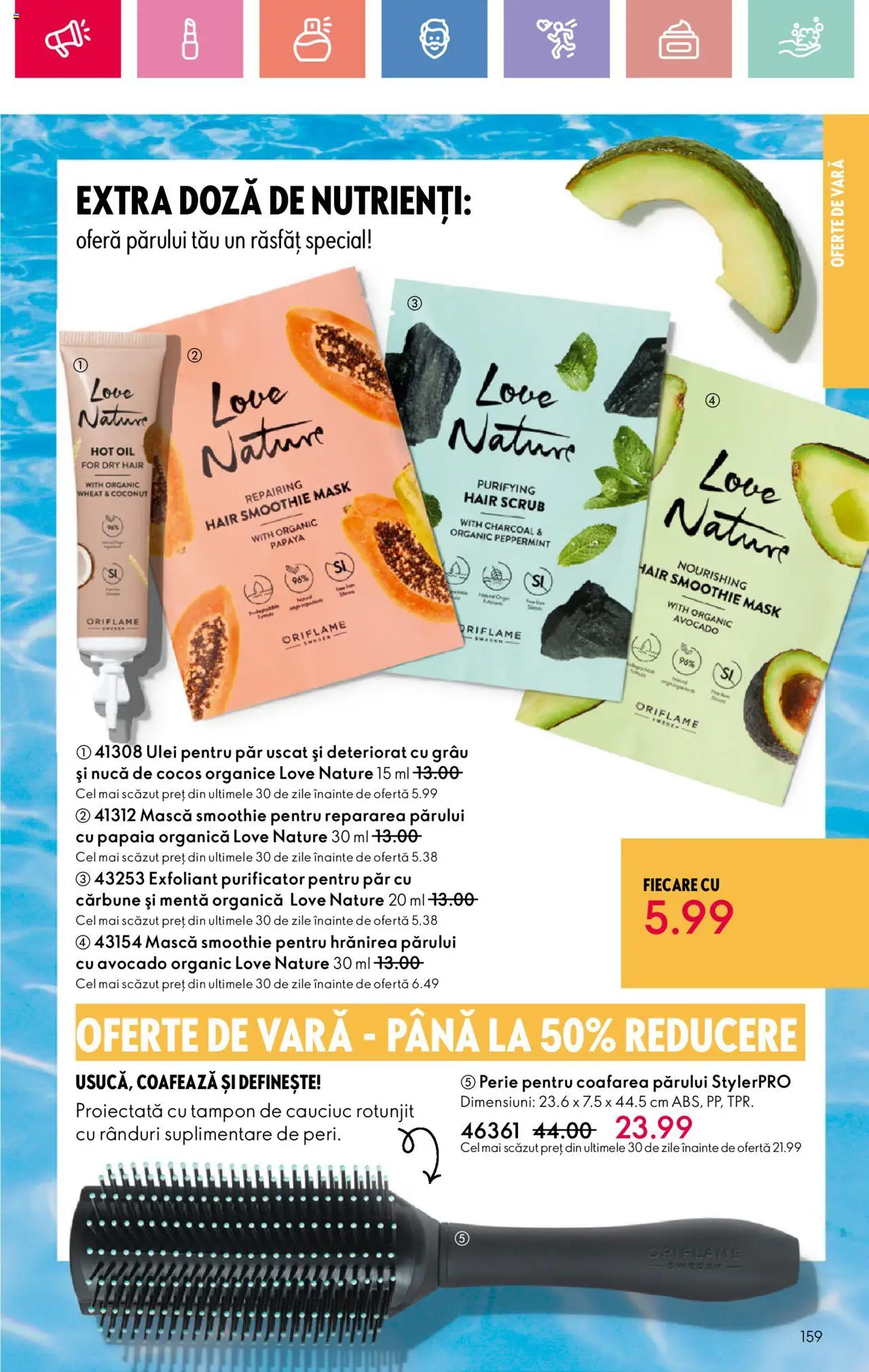 Catalog Oriflame 25 Mai - 14 Iunie 2025 | Pagina 159 | Produse: Scrub, Perie, Ulei, Boncuklu Oyuncakları