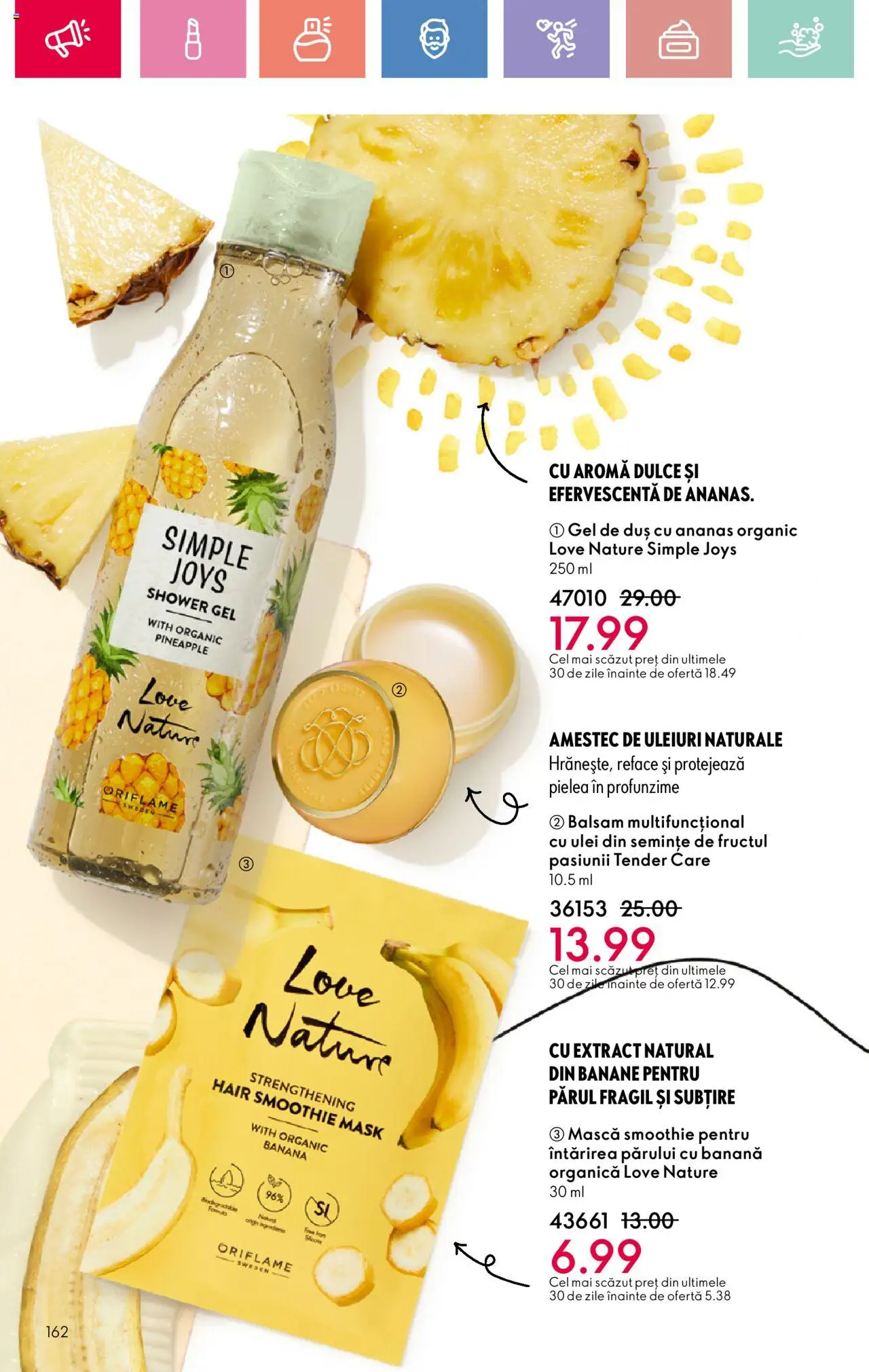 Catalog Oriflame 25 Mai - 14 Iunie 2025 | Pagina 162 | Produse: Duș, Semințe, Banane, Smoothie