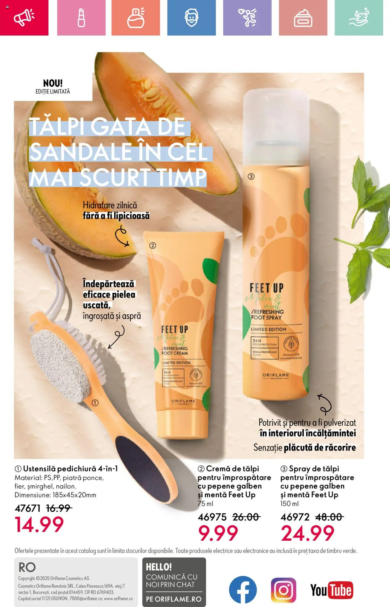 Catalog Oriflame 25 Mai - 14 Iunie 2025 | Pagina 164 | Produse: Pepene Galben, Cremă, Sandale