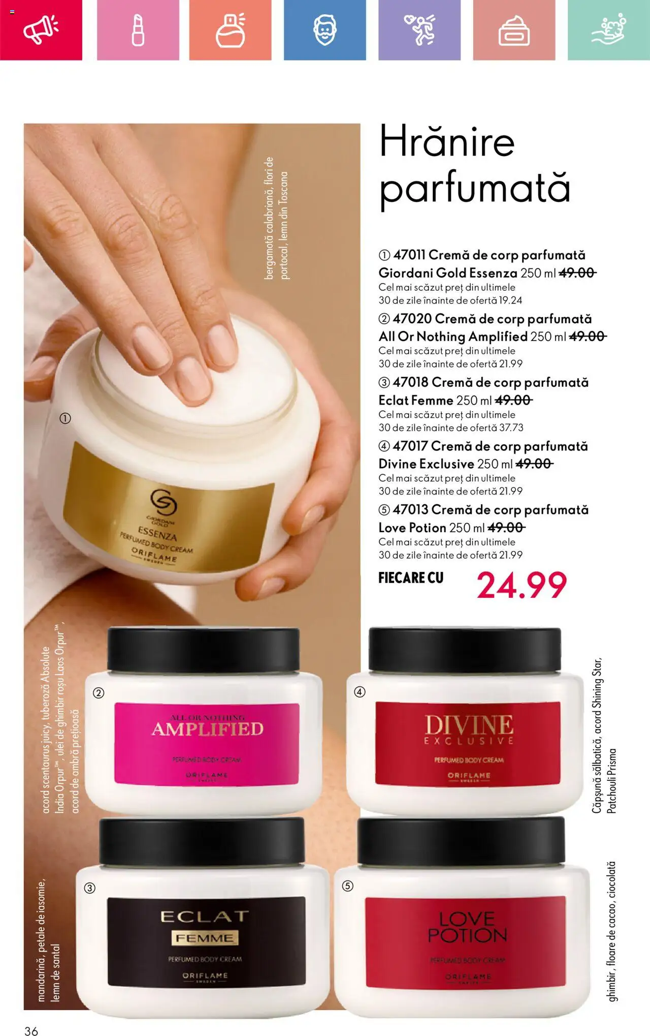 Catalog Oriflame 25 Mai - 14 Iunie 2025 | Pagina 36 | Produse: Body, Cremă, Ulei, Ciocolată