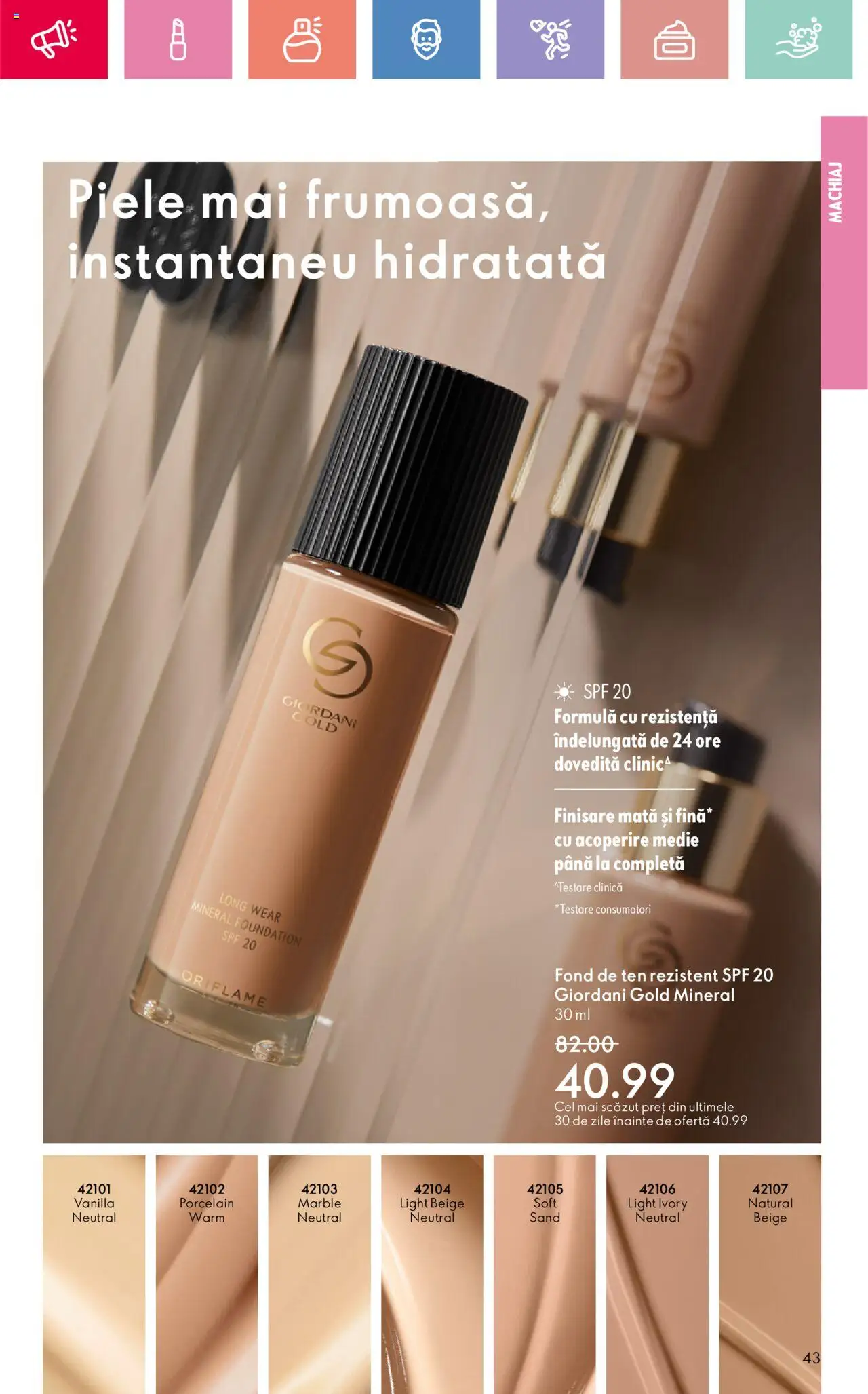 Catalog Oriflame 25 Mai - 14 Iunie 2025 | Pagina 43 | Produse: Fond de ten, Machiaj