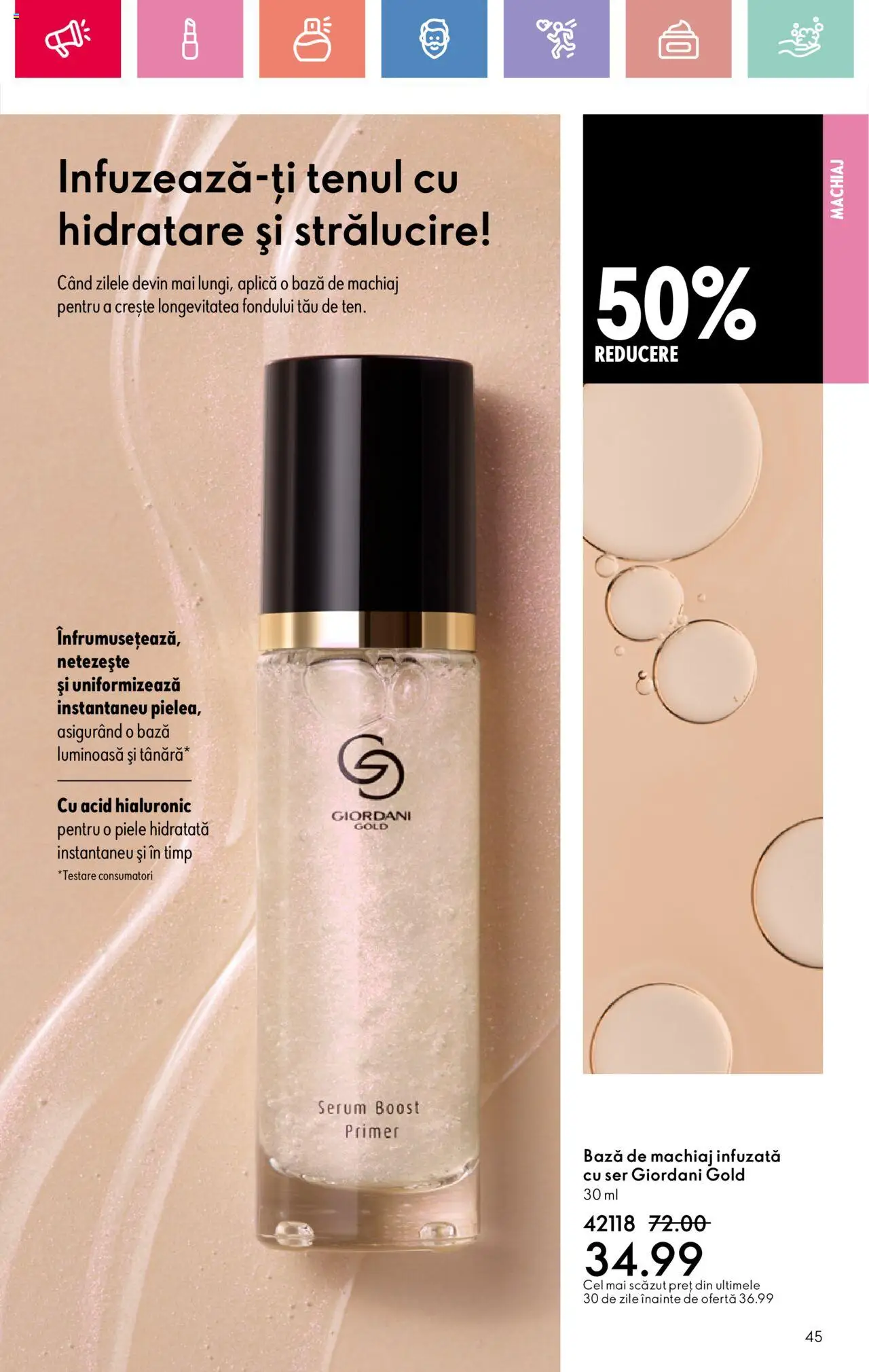 Catalog Oriflame 25 Mai - 14 Iunie 2025 | Pagina 45 | Produse: Serum, Bază de machiaj, Machiaj