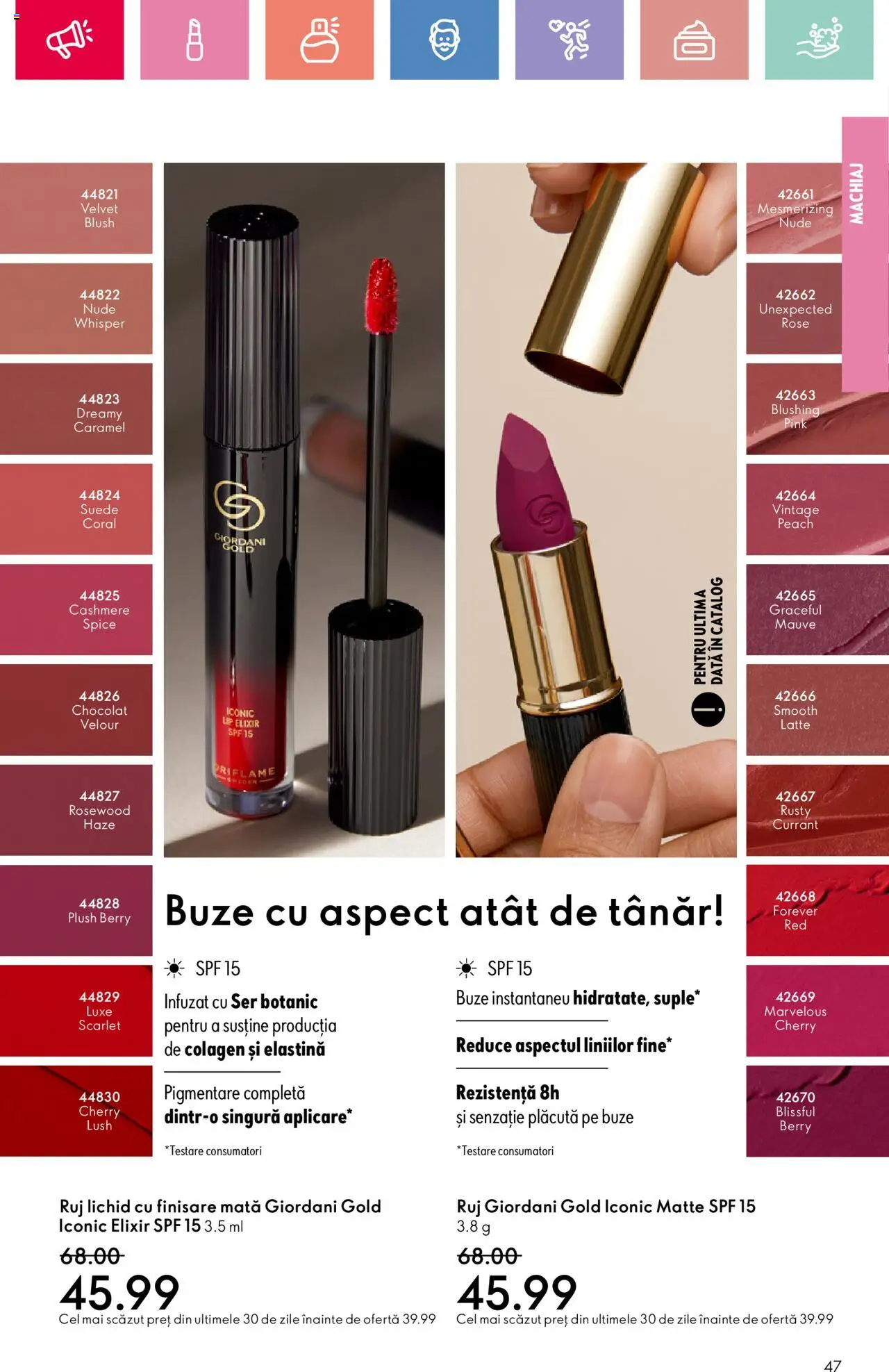 Catalog Oriflame 25 Mai - 14 Iunie 2025 | Pagina 47 | Produse: Elixir, Machiaj, Blush, Ruj