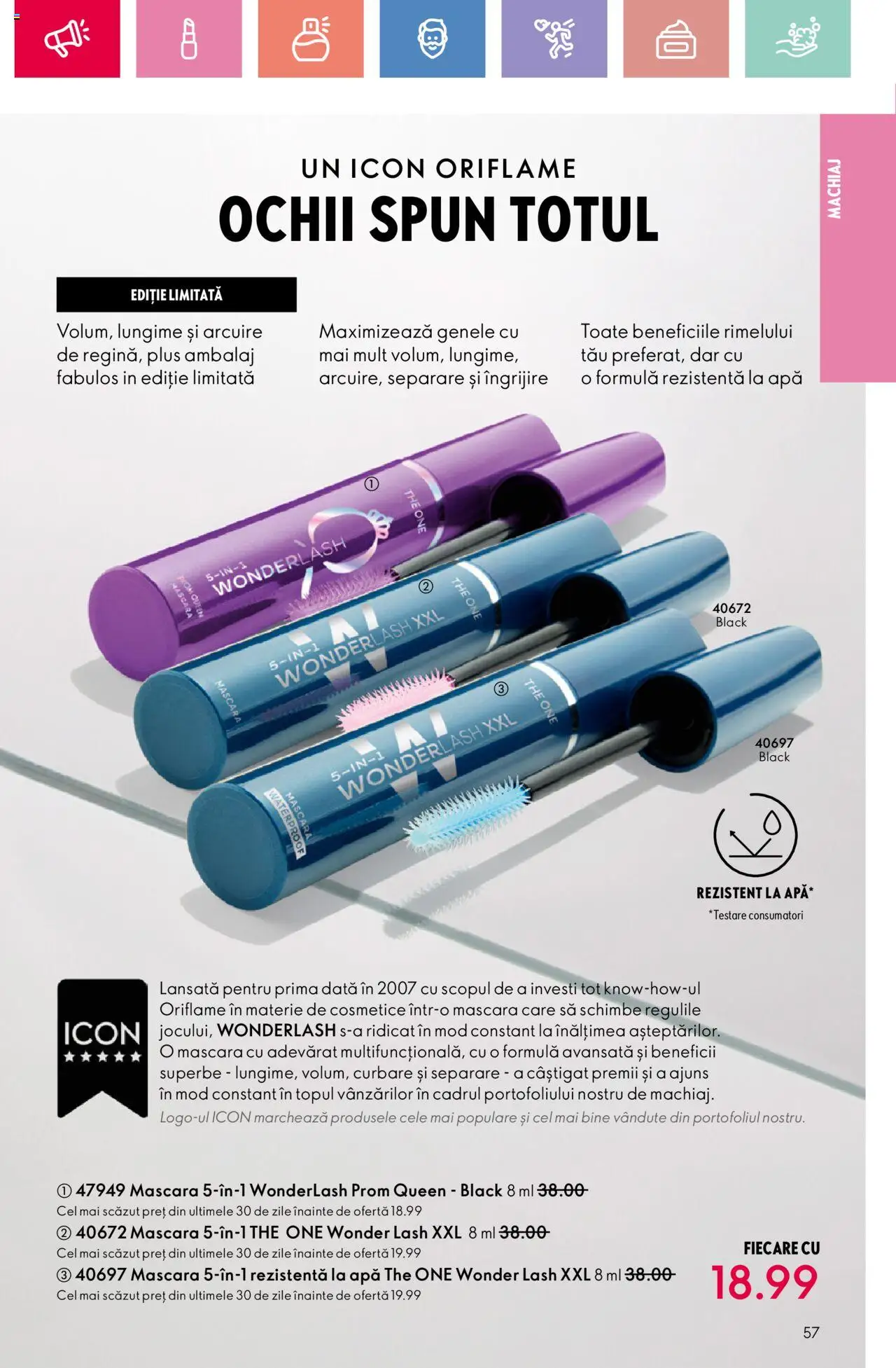Catalog Oriflame 25 Mai - 14 Iunie 2025 | Pagina 57 | Produse: Machiaj, Mascara, Apă