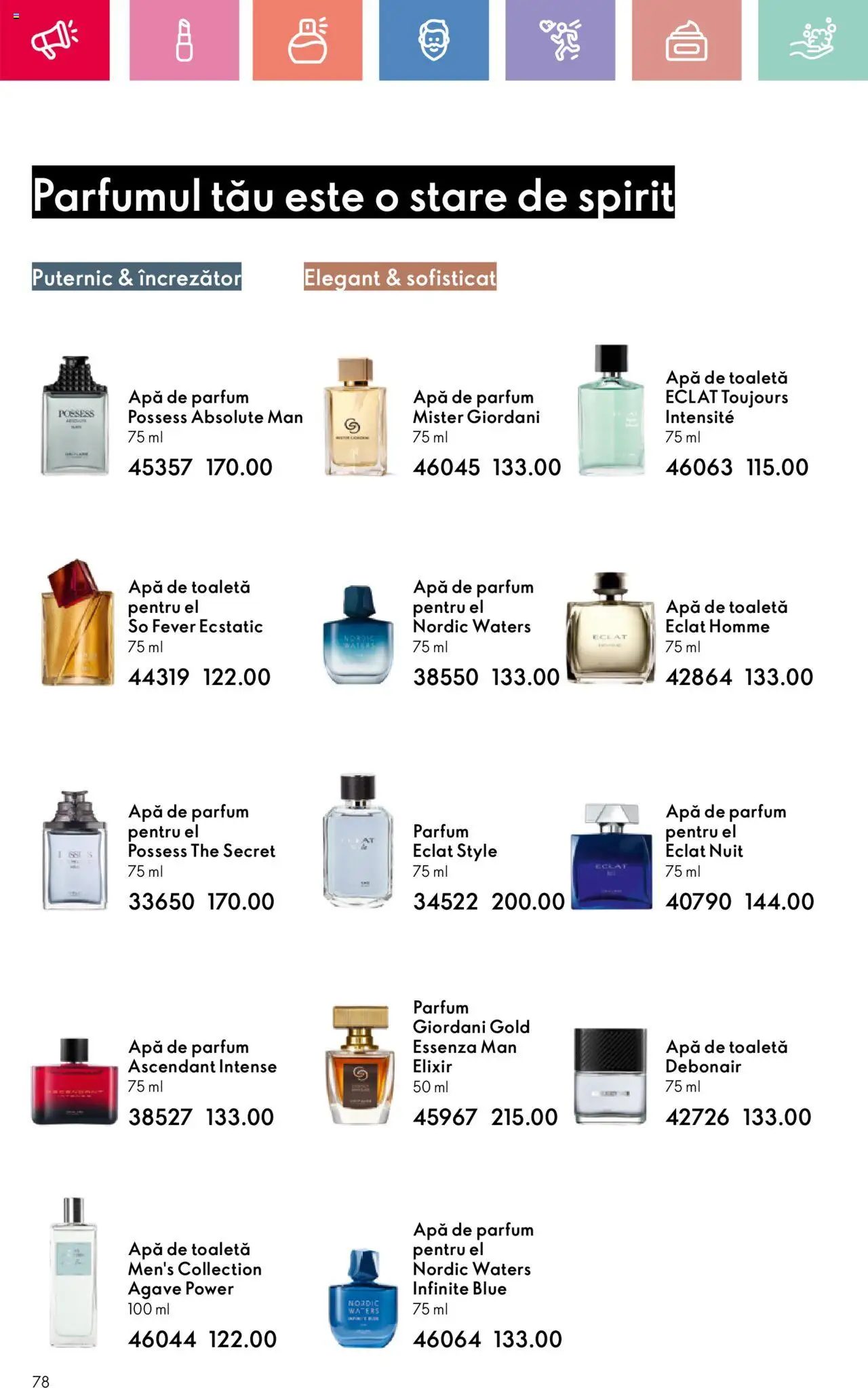Catalog Oriflame 25 Mai - 14 Iunie 2025 | Pagina 78 | Produse: Delgeç, Apă de parfum, Toaletă, Parfum