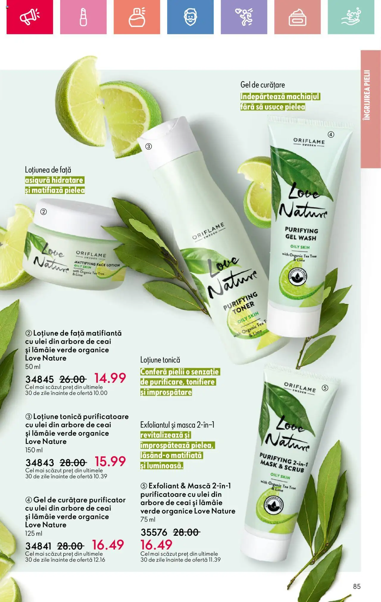 Catalog Oriflame 25 Mai - 14 Iunie 2025 | Pagina 85 | Produse: Lime, Toner, Ulei, Ceai