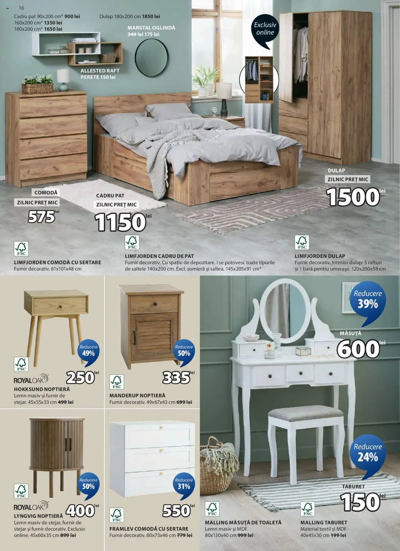 Catalog JYSK 6 - 14 Mai 2025 | Pagina 16 | Produse: Noptieră, Toaletă, Oglindă, Taburet