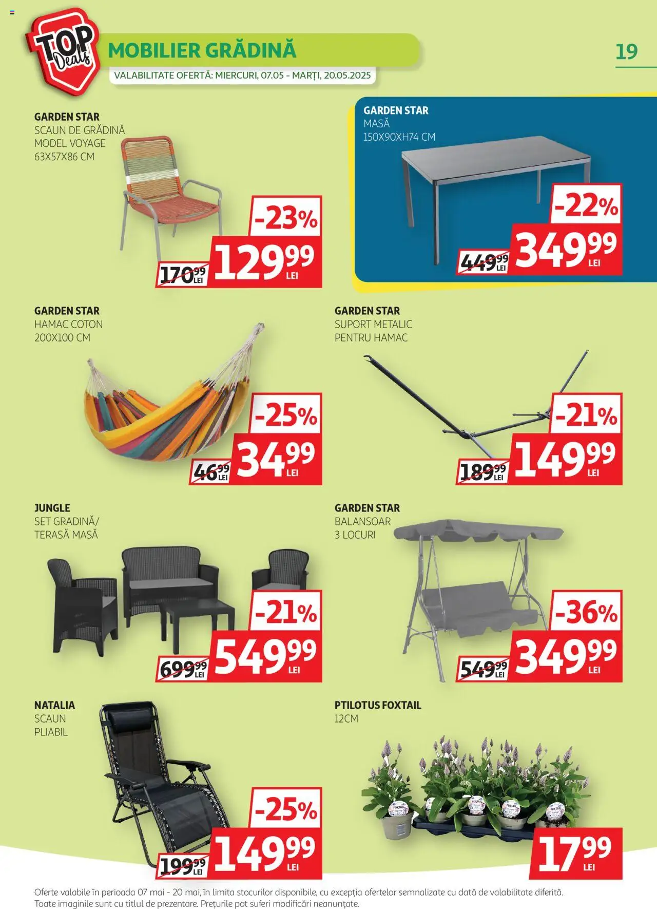 Catalog Auchan 7 - 20 Mai 2025 | Pagina 19 | Produse: Hamac, Masă, Scaun, Balansoar