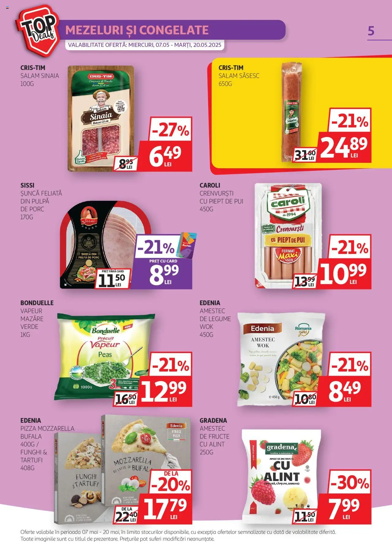 Catalog Auchan 7 - 20 Mai 2025 | Pagina 5 | Produse: Crenvurști, Mozzarella, Pizza, Fructe