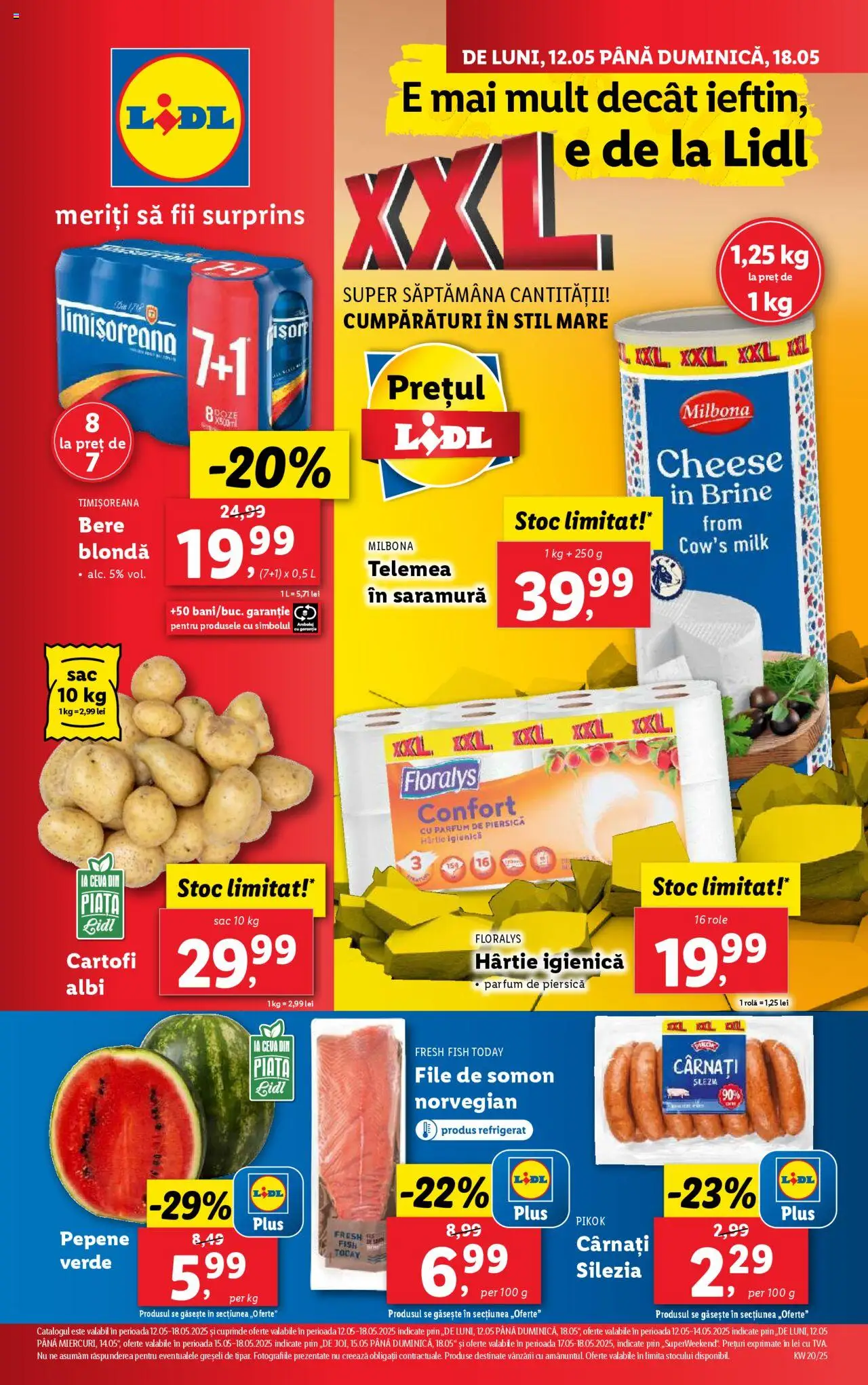 Catalog LIDL 12 - 18 Mai 2025 | Pagina 1 | Produse: Piersică, Bere, Cartofi, Cârnați