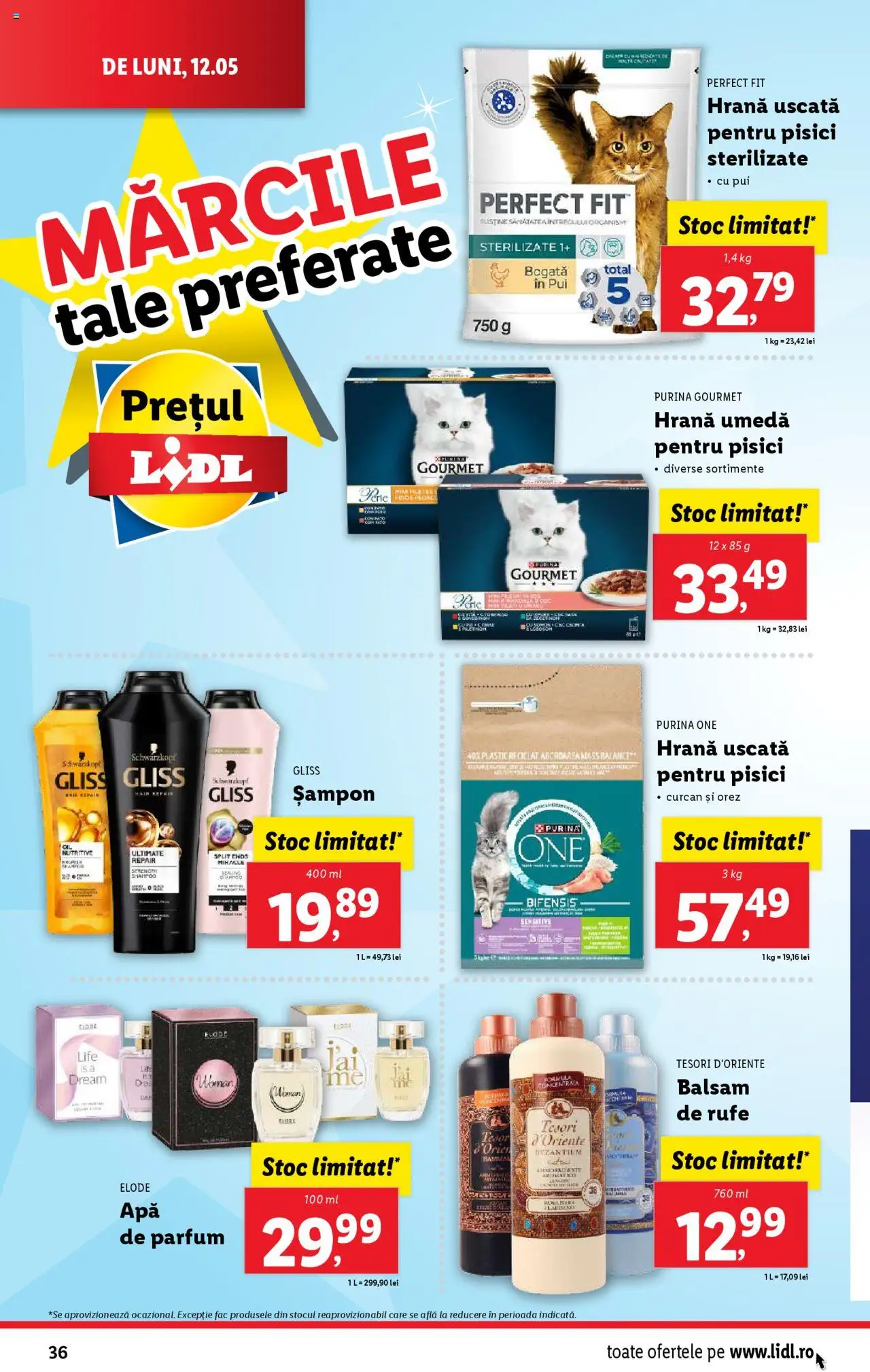 Catalog LIDL 12 - 18 Mai 2025 | Pagina 36 | Produse: Hacıyatmaz Kedi Oyuncağı, Parfum, Șampon, Balsam