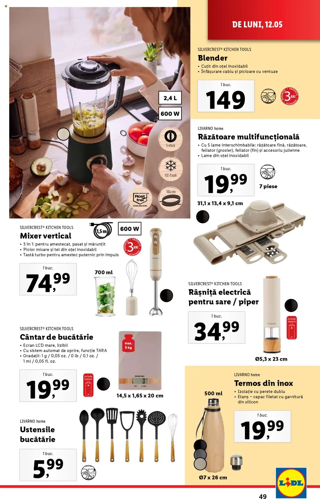 Catalog LIDL 12 - 18 Mai 2025 | Pagina 49 | Produse: Blender, Răzătoare, Termos, Piper