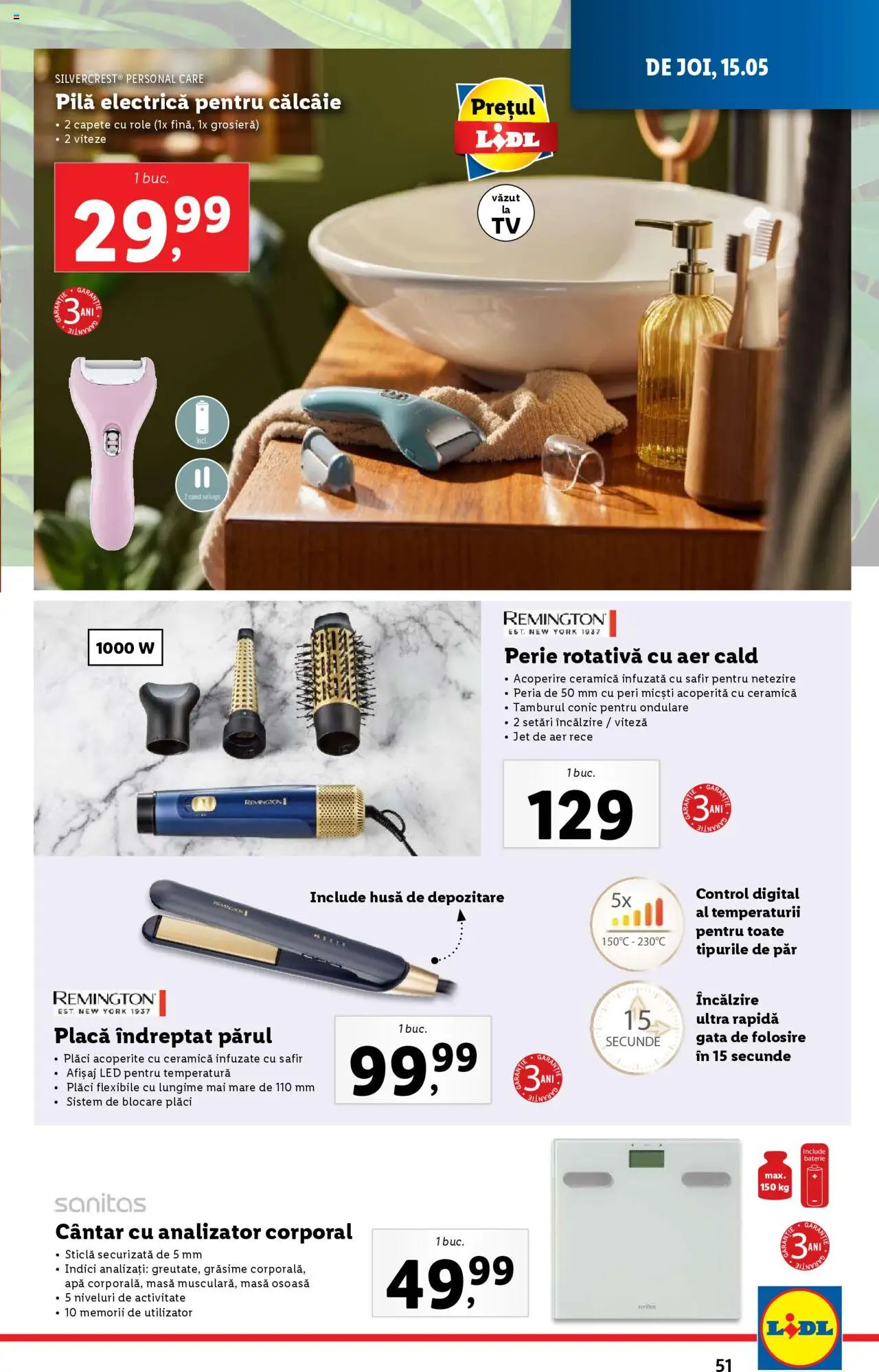 Catalog LIDL 12 - 18 Mai 2025 | Pagina 51 | Produse: Cântar, Masă, Perie, Apă