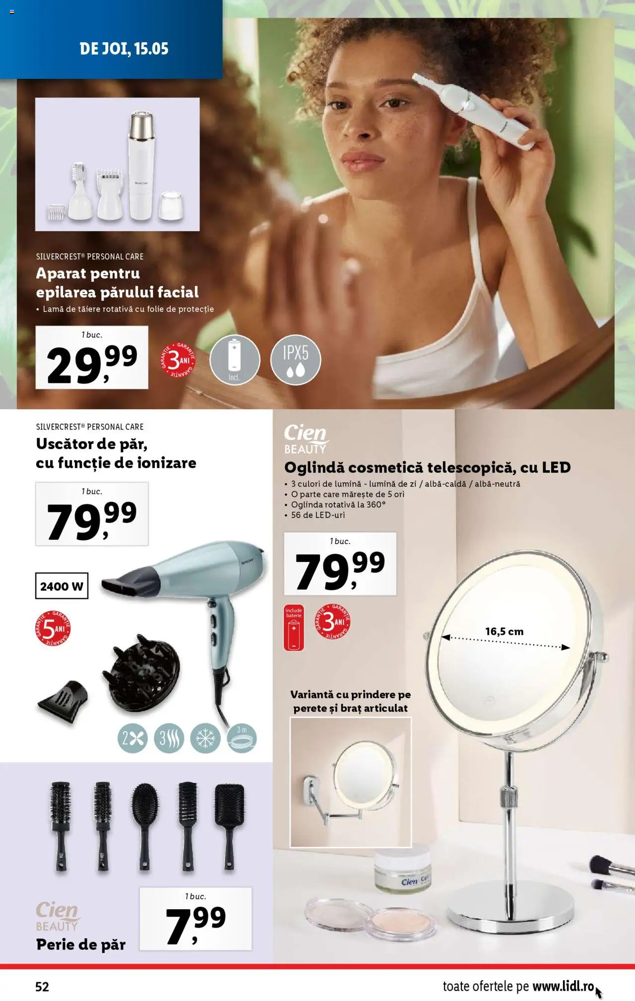 Catalog LIDL 12 - 18 Mai 2025 | Pagina 52 | Produse: Perie de păr, Tavuk suyu, Baterie, Oglindă