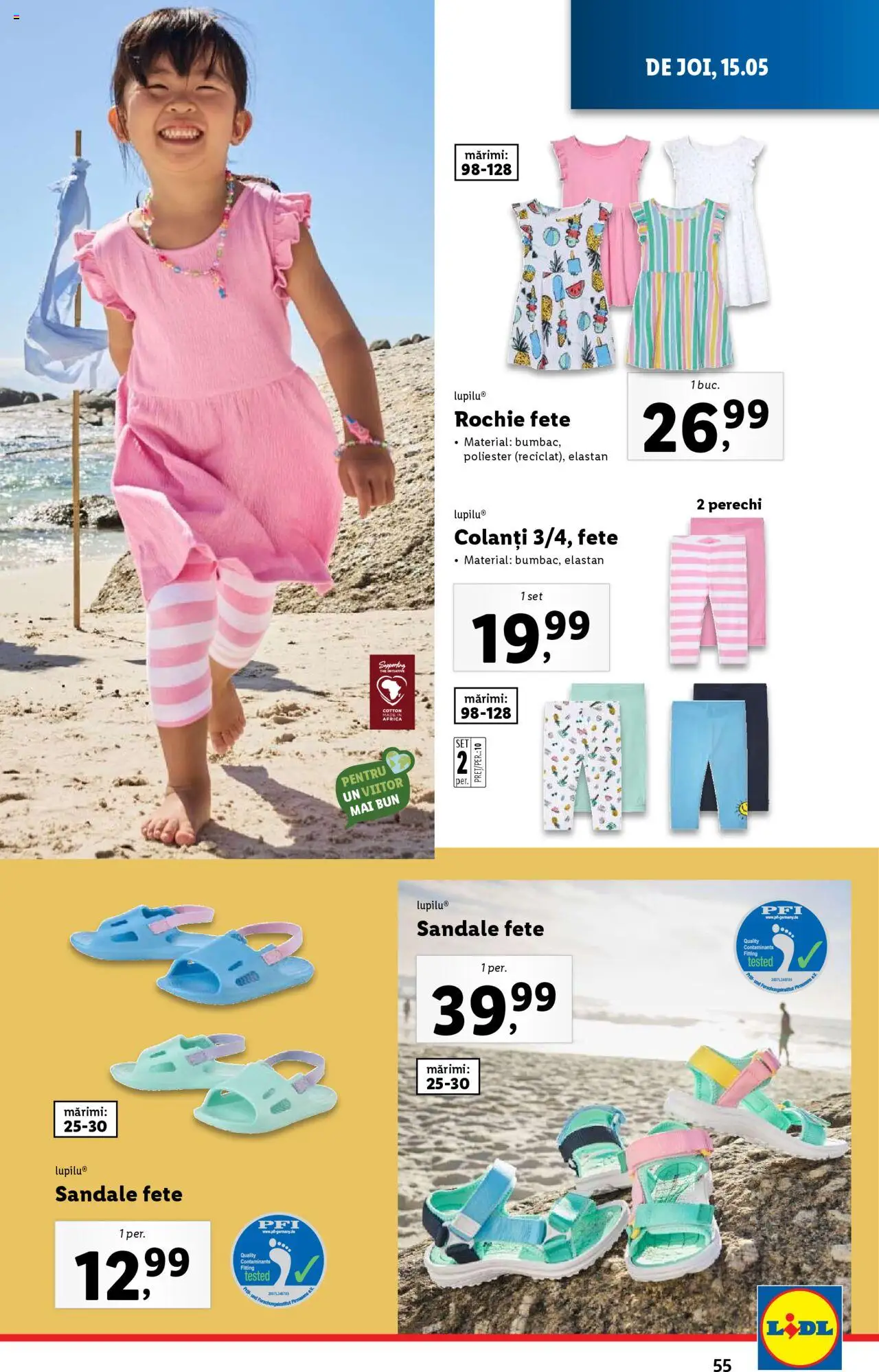 Catalog LIDL 12 - 18 Mai 2025 | Pagina 55 | Produse: Rochie, Colanți, Sandale