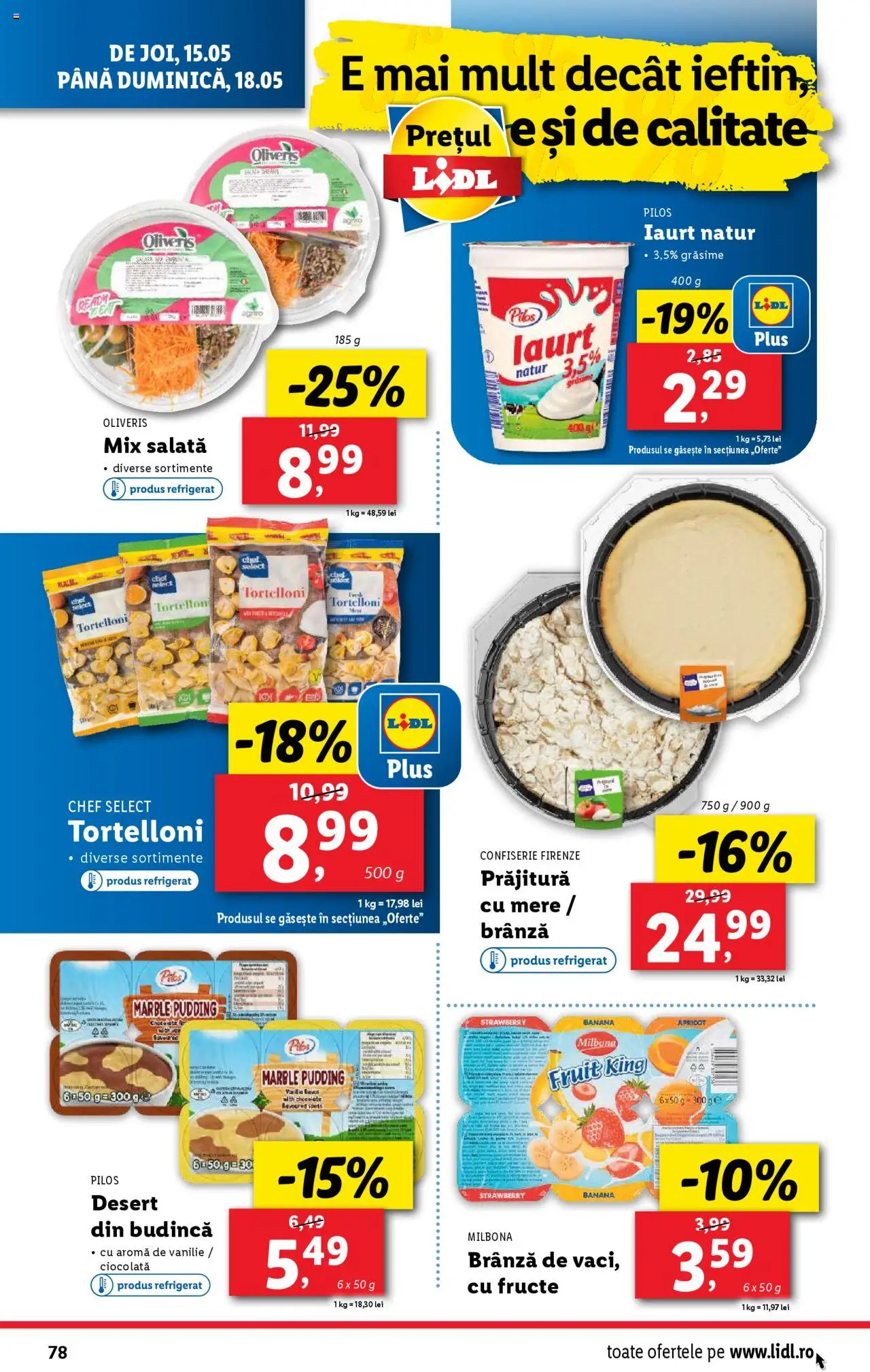 Catalog LIDL 12 - 18 Mai 2025 | Pagina 78 | Produse: Brânză, Iaurt, Salată, Fructe