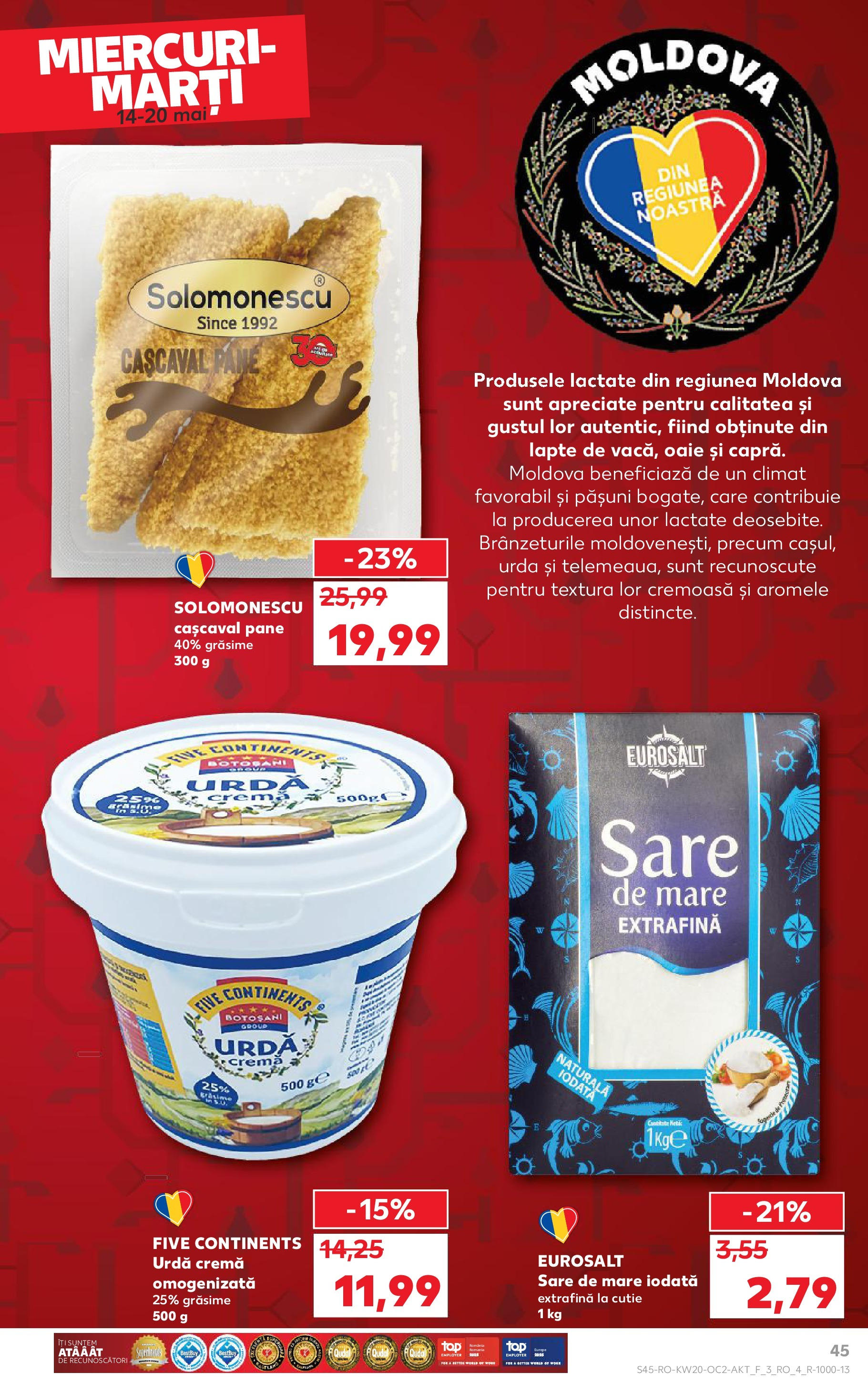Catalog Kaufland 14 - 20 Mai 2025 | Pagina 45 | Produse: Cașcaval, Lapte, Cremă, Sare