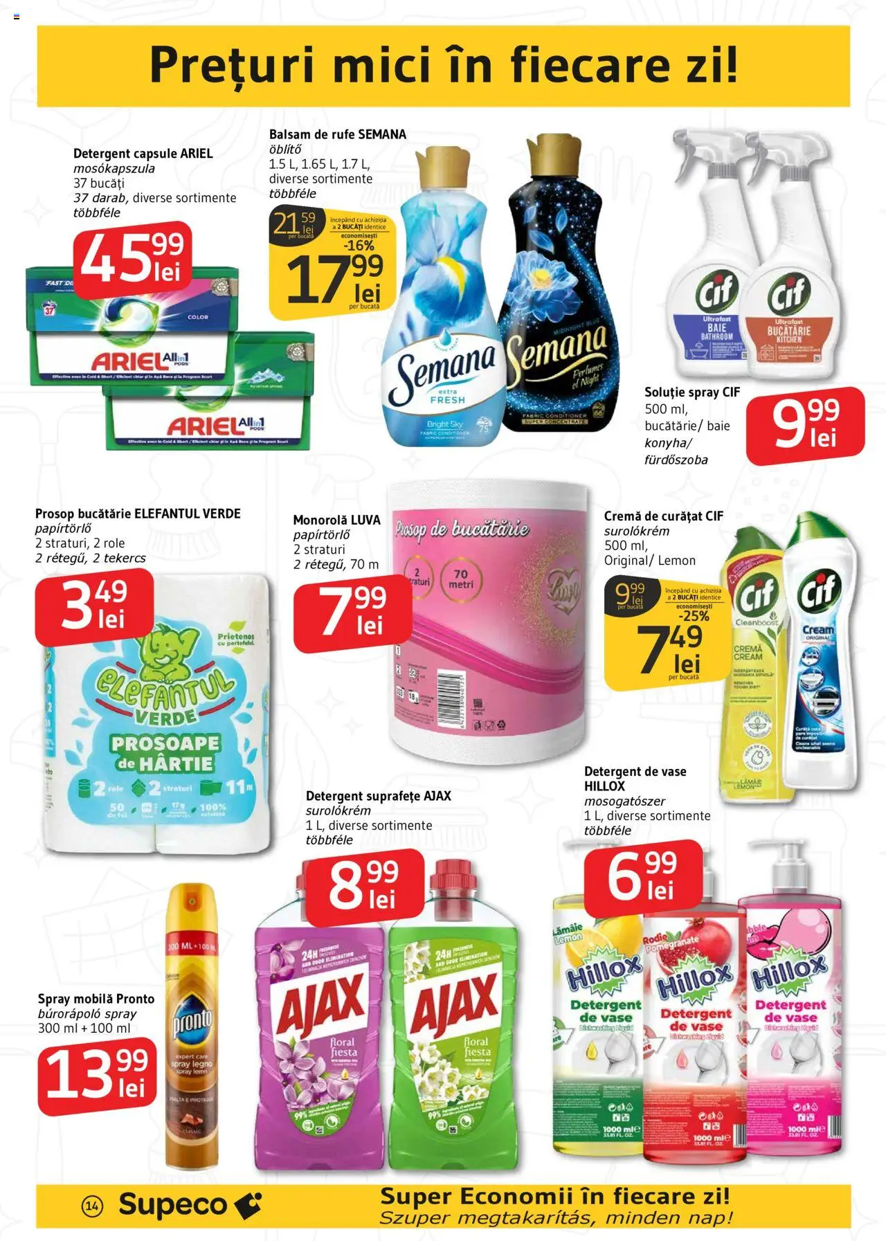 Catalog Supeco 15 - 28 Mai 2025 | Pagina 14 | Produse: Detergent de vase, Bucătărie, Cremă, Balsam de rufe