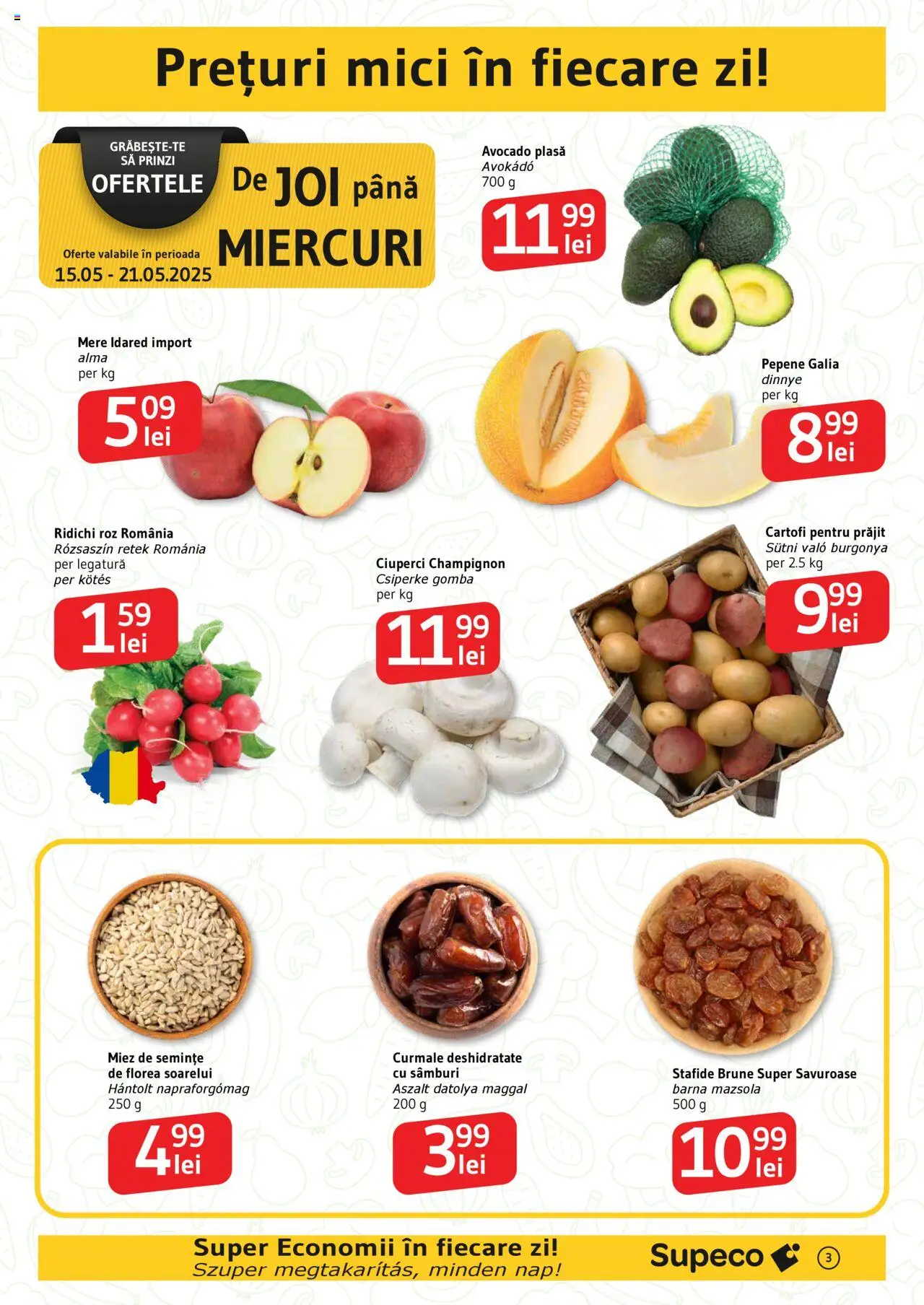 Catalog Supeco 15 - 28 Mai 2025 | Pagina 3 | Produse: Mere, Sıcak çikolata, Stafide, Cartofi