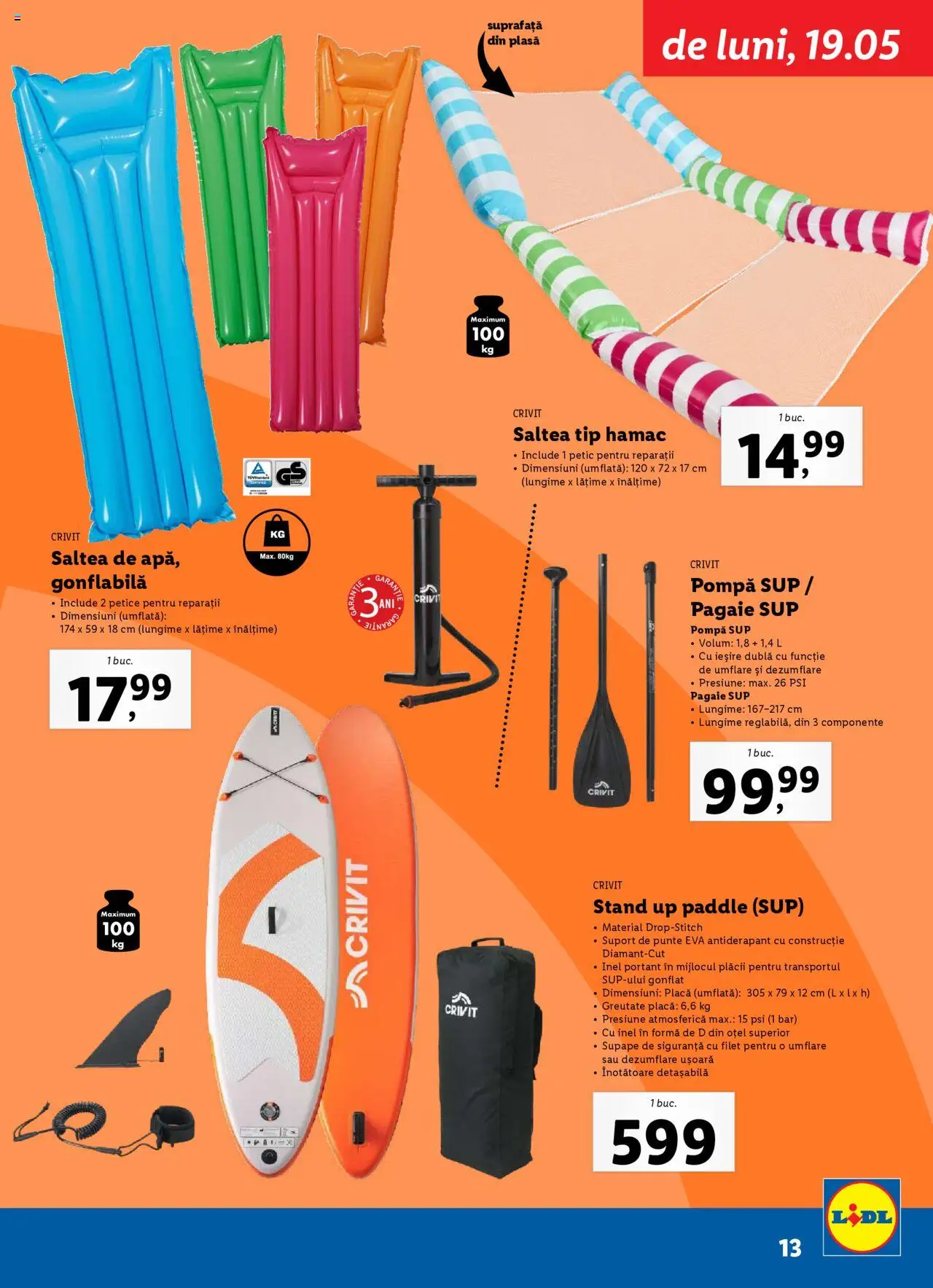 Catalog LIDL 19 Mai - 6 Iulie 2025 | Pagina 13 | Produse: Inel, Hamac, Saltea