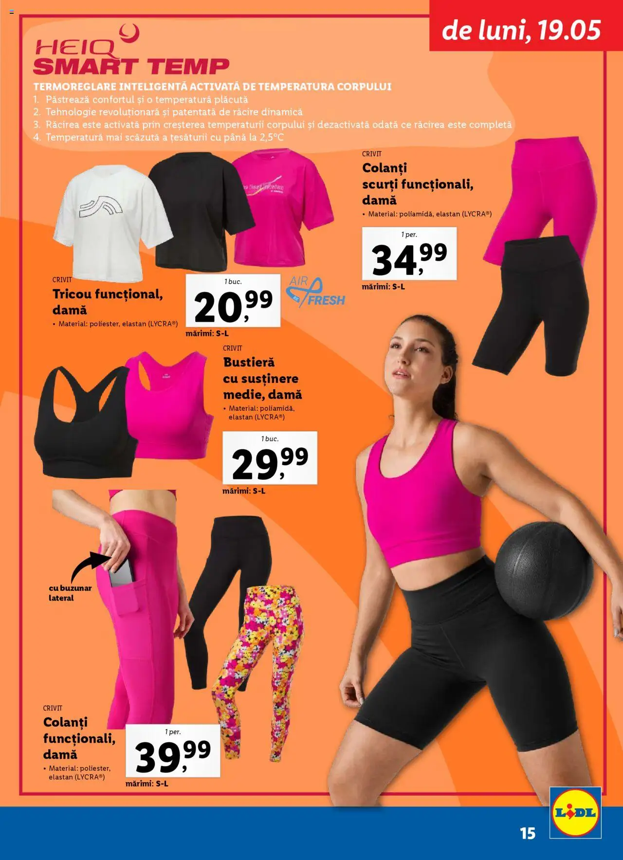 Catalog LIDL 19 Mai - 6 Iulie 2025 | Pagina 15 | Produse: Bustieră, Tricou, Colanți