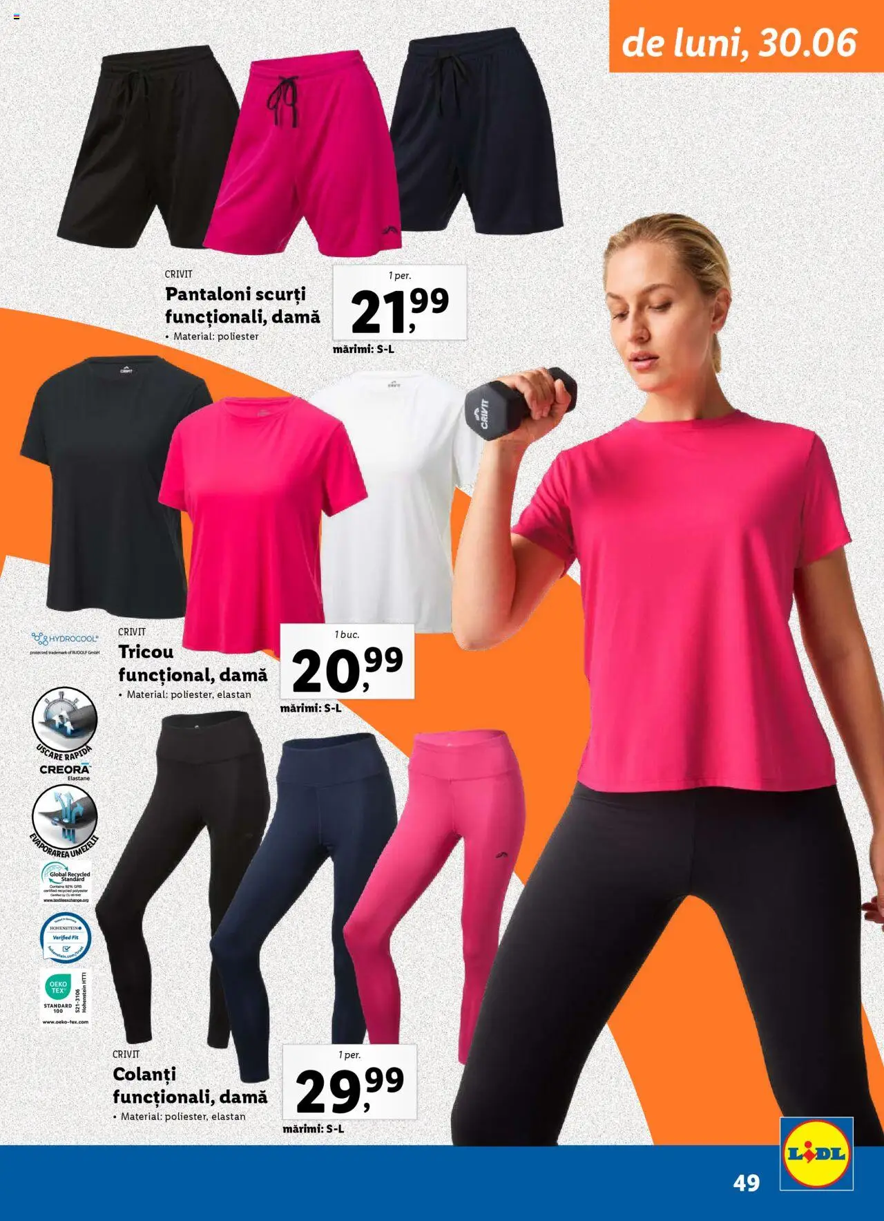 Catalog LIDL 19 Mai - 6 Iulie 2025 | Pagina 49 | Produse: Tricou, Pantaloni, Pantaloni scurți, Colanți