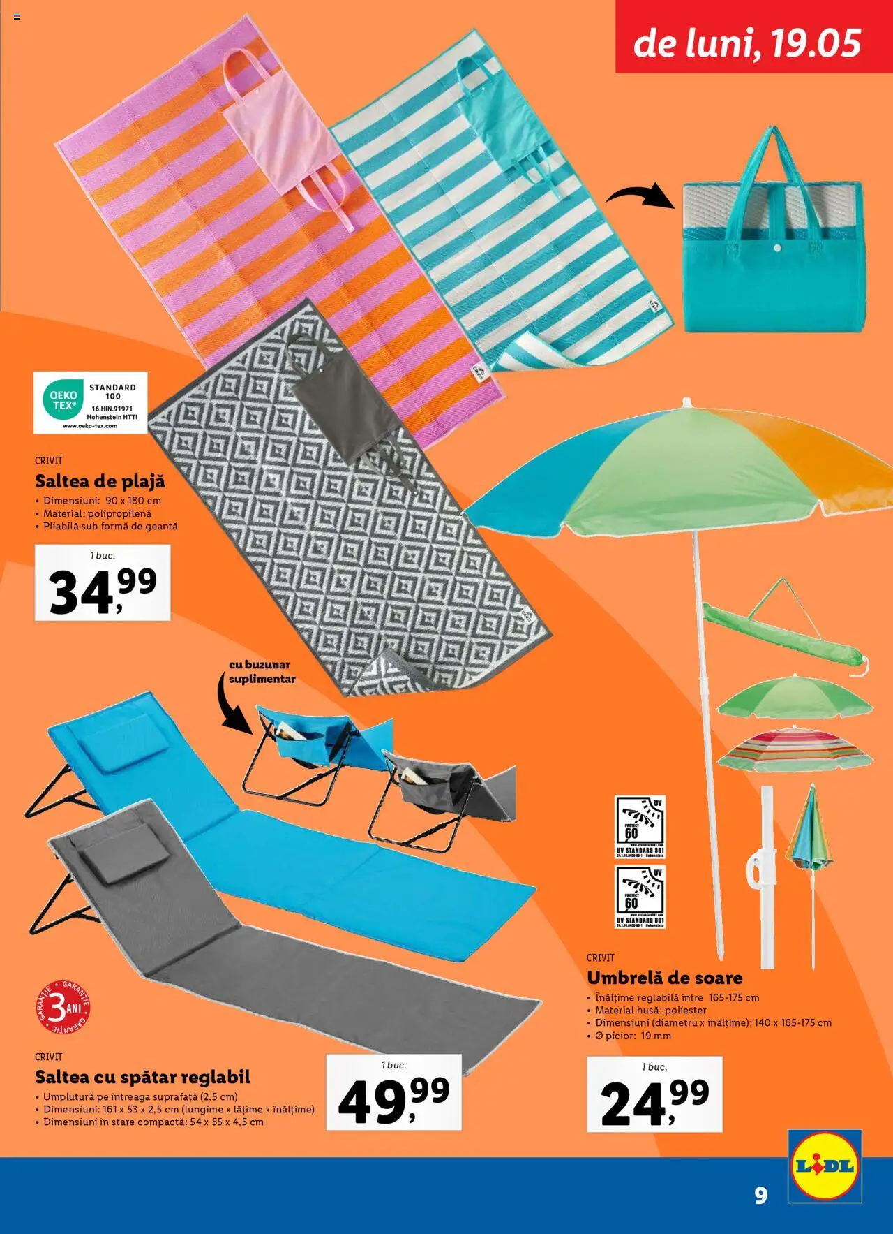 Catalog LIDL 19 Mai - 6 Iulie 2025 | Pagina 9 | Produse: Umbrelă, Geantă, Saltea