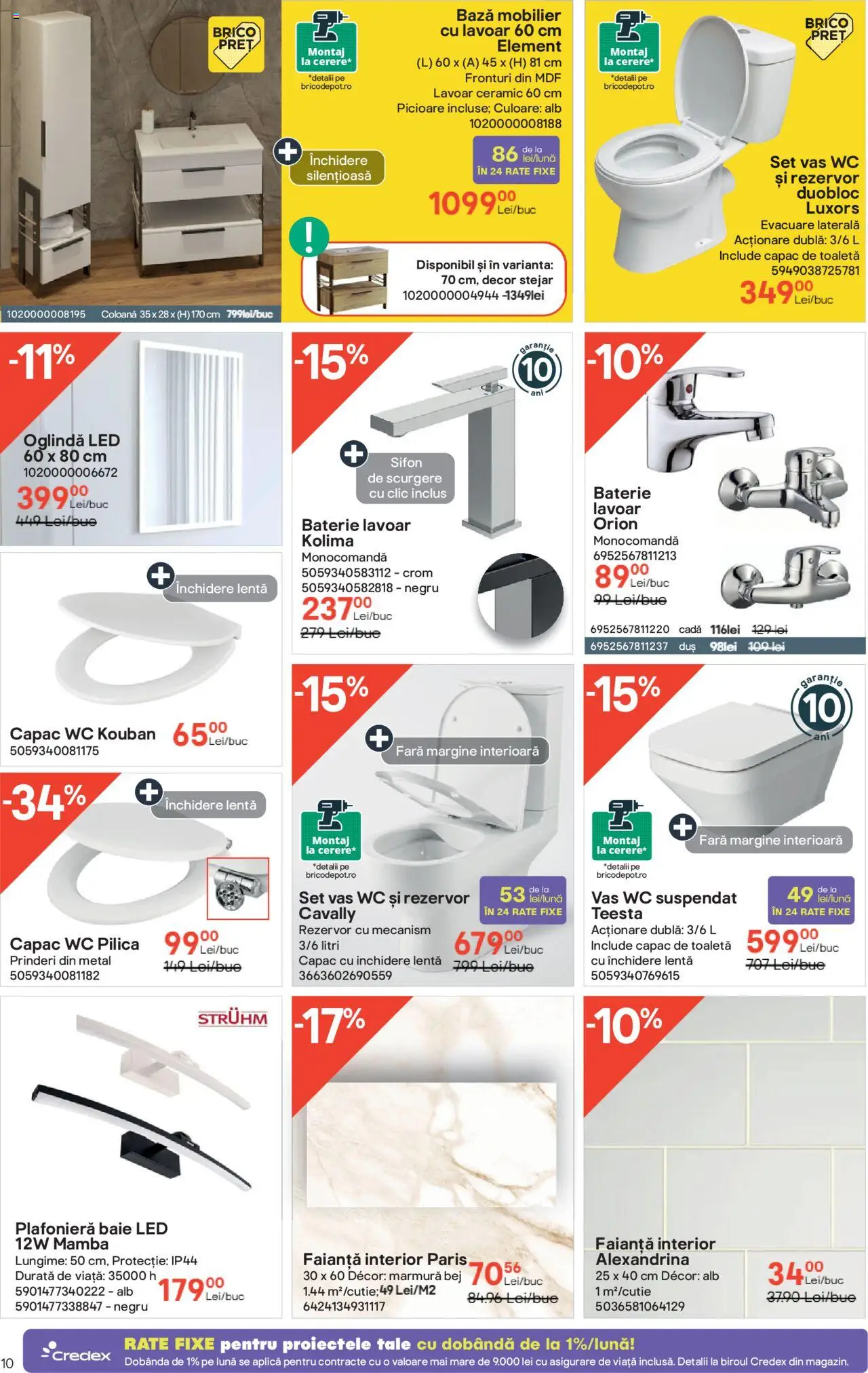 Catalog Brico Depot 15 Mai - 3 Iunie 2025 | Pagina 10 | Produse: Plafonieră, Toaletă, Baterie, Duș