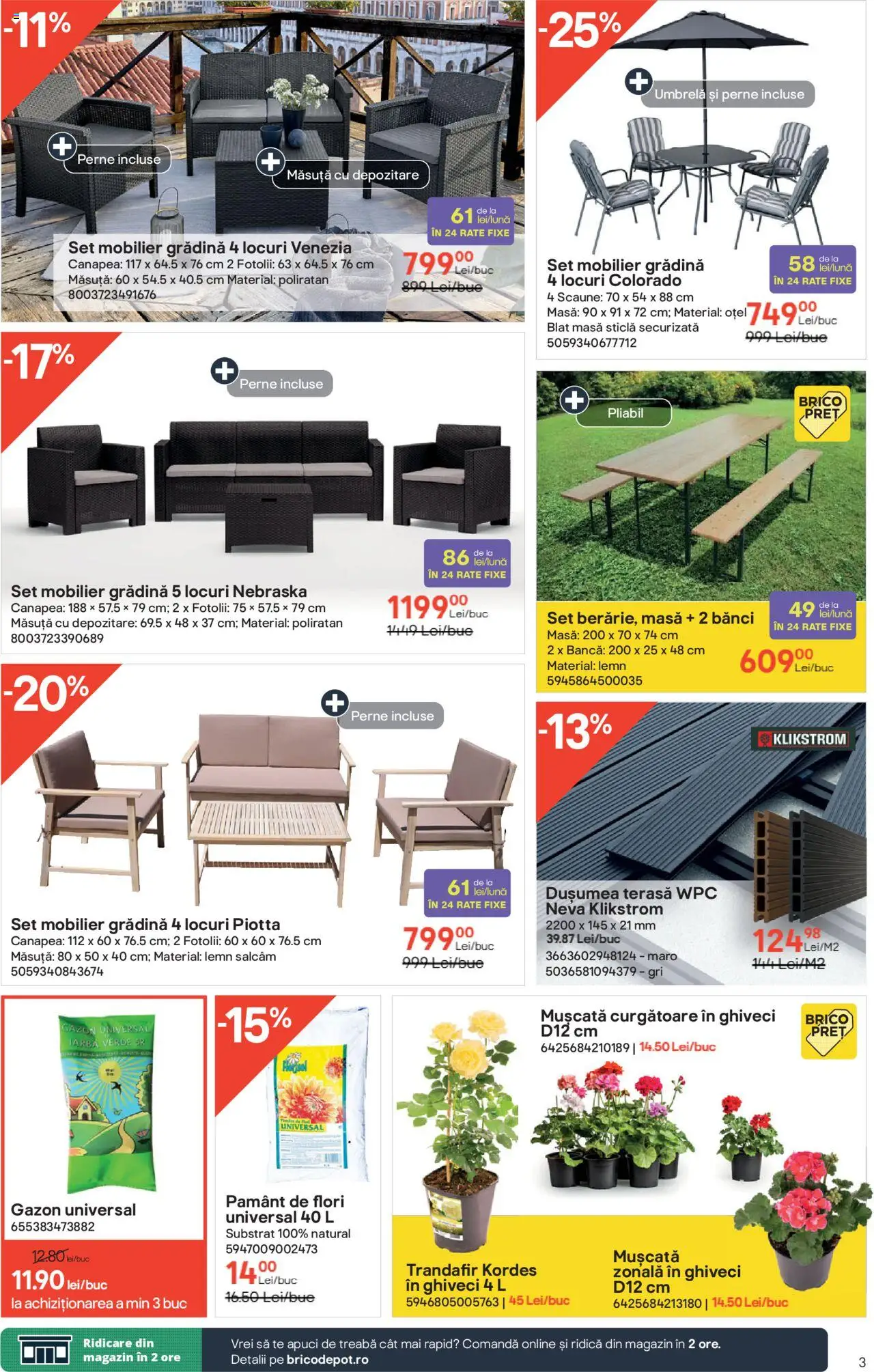 Catalog Brico Depot 15 Mai - 3 Iunie 2025 | Pagina 3 | Produse: Trandafir, Canapea, Masă, Bancă