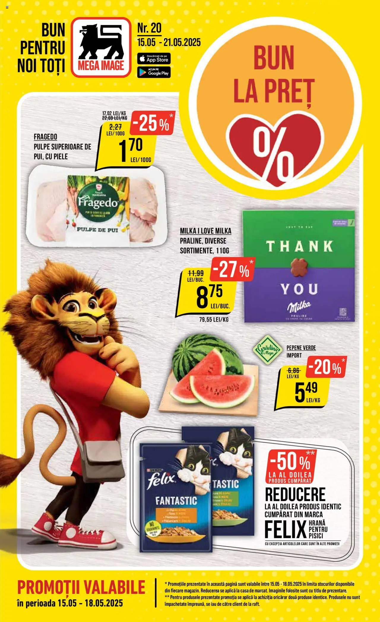Catalog Mega Image 15 - 21 Mai 2025 | Pagina 1 | Produse: Pepene Verde, Hacıyatmaz Kedi Oyuncağı