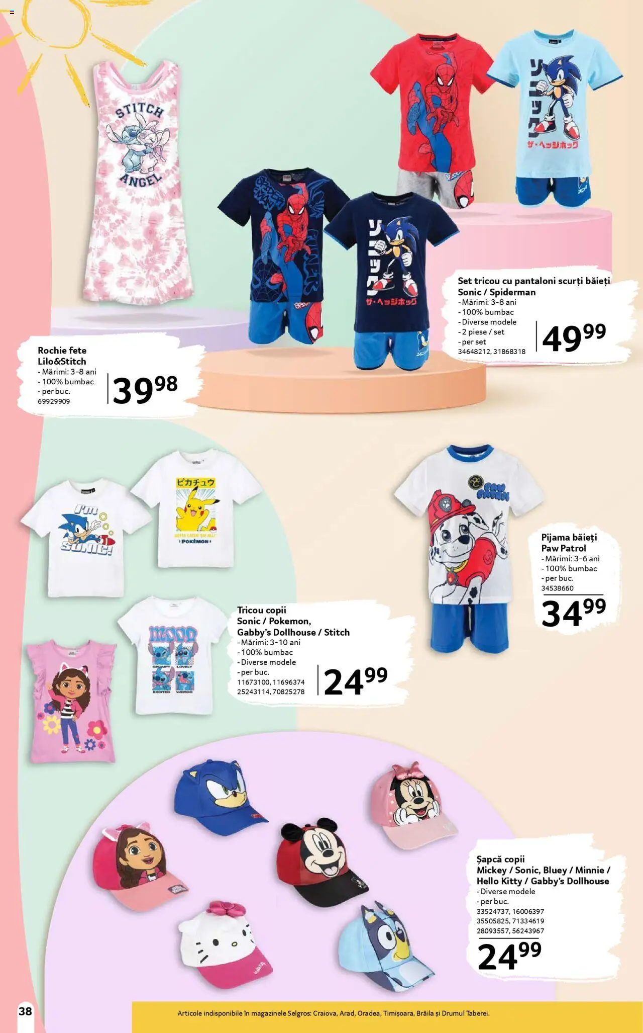 Catalog Selgros 16 Mai - 12 Iunie 2025 | Pagina 38 | Produse: Șapcă, Rochie, Tricou, Pantaloni scurți