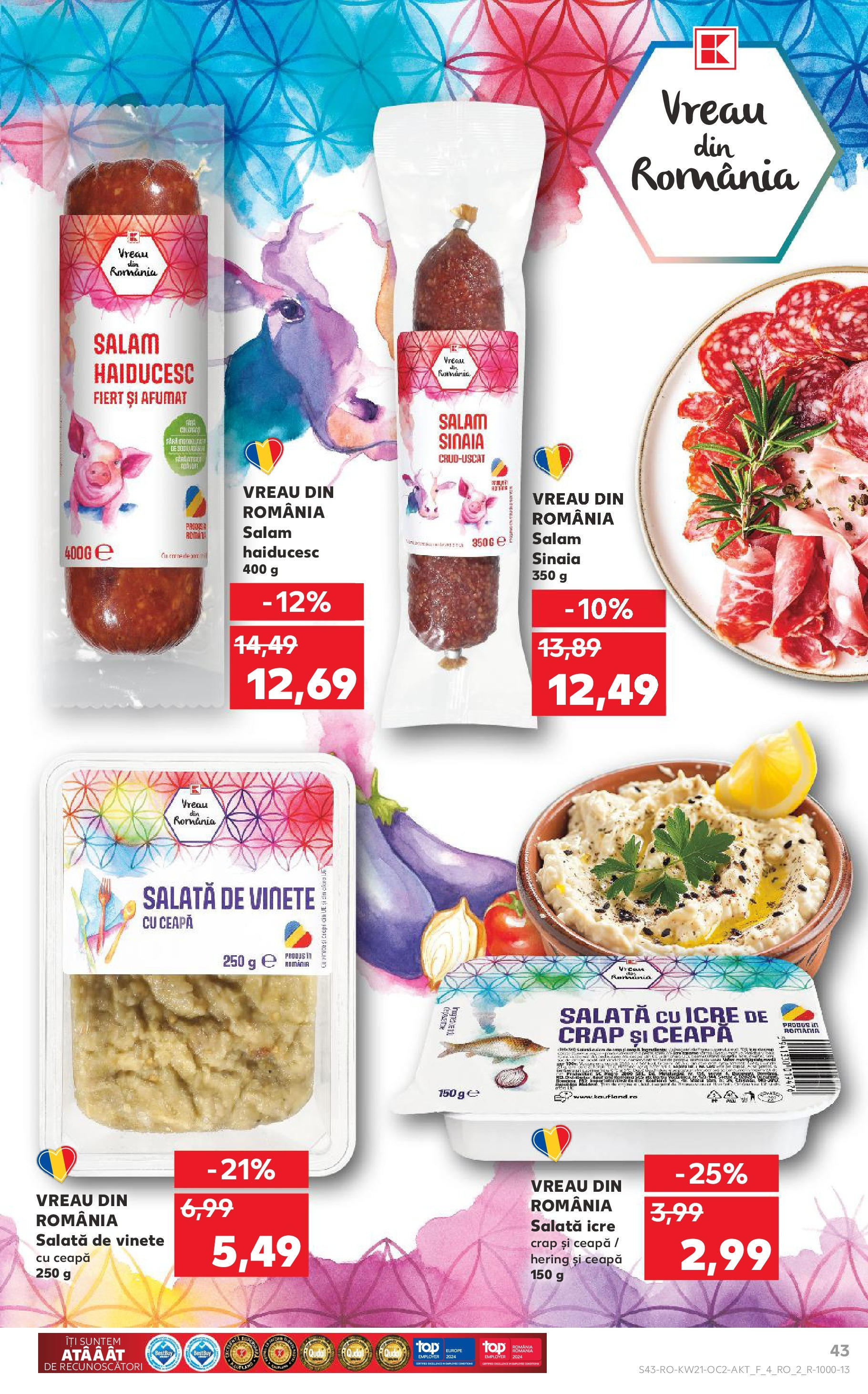 Catalog Kaufland 21 - 27 Mai 2025 | Pagina 43 | Produse: Salam, Salată cu icre, Salată, Ceapă