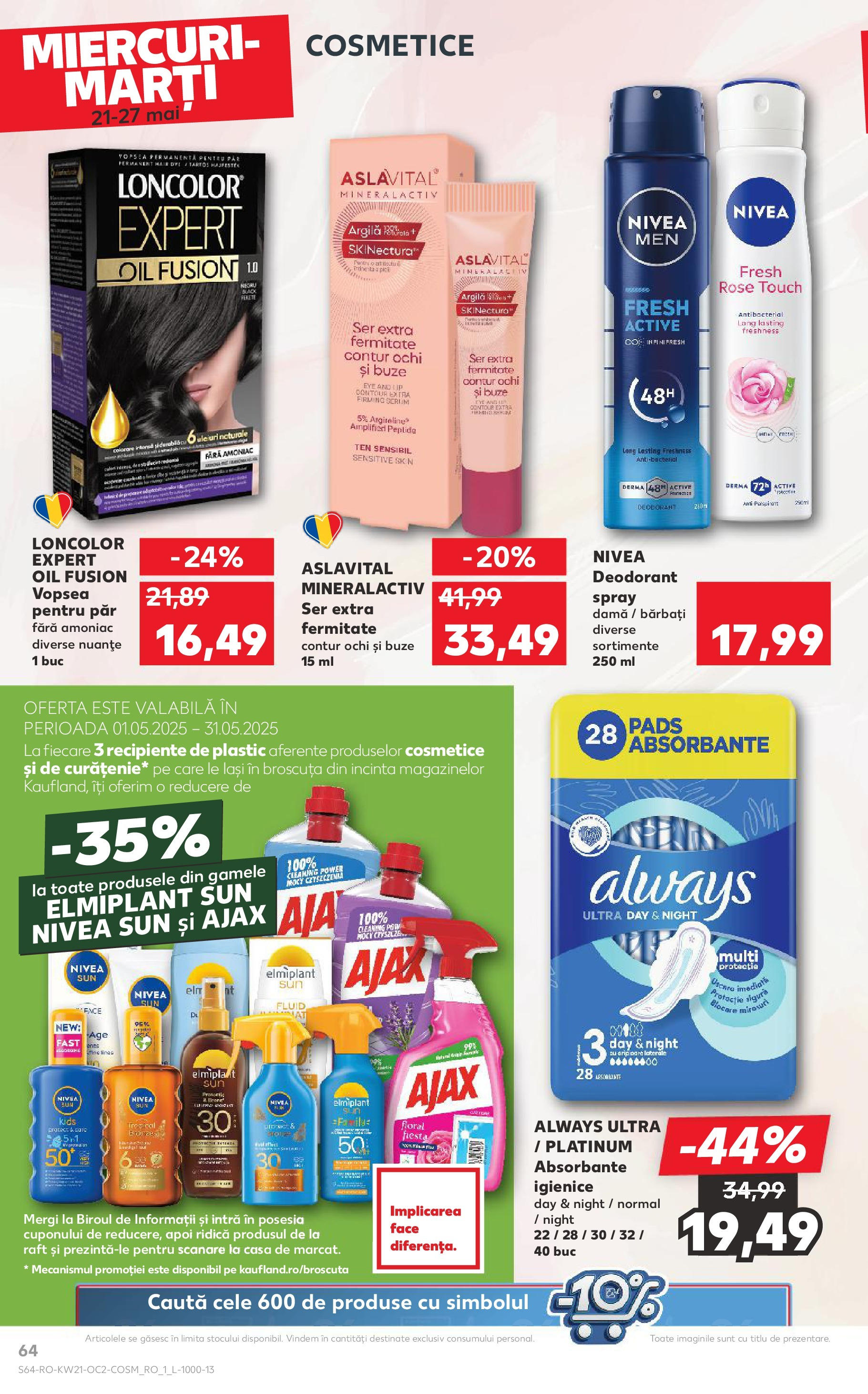 Catalog Kaufland 21 - 27 Mai 2025 | Pagina 64 | Produse: Vopsea, Coș, Deodorant, Absorbante