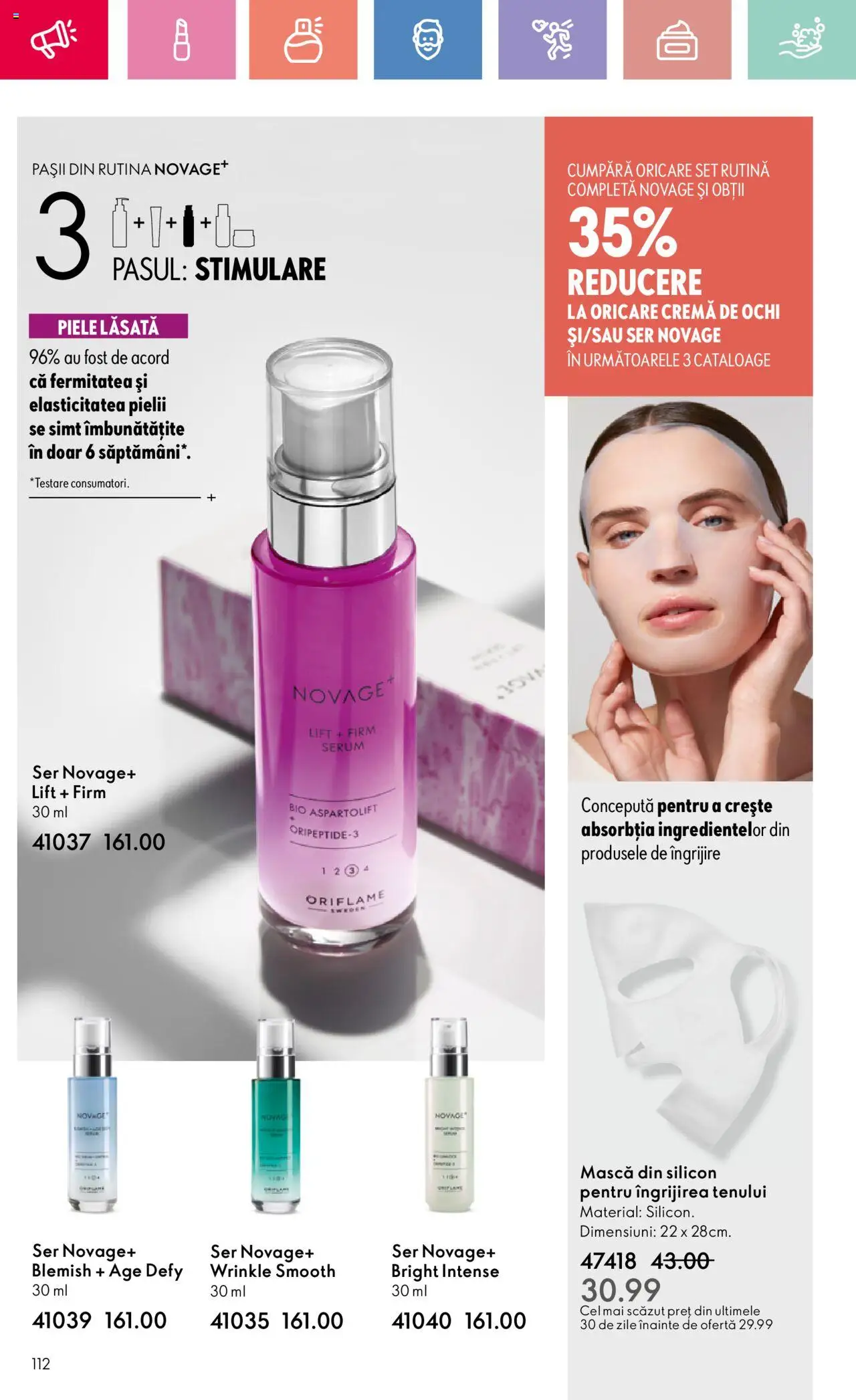 Catalog Oriflame 15 Iunie - 5 Iulie 2025 | Pagina 112 | Produse: Şerit ödül, Serum, Cremă