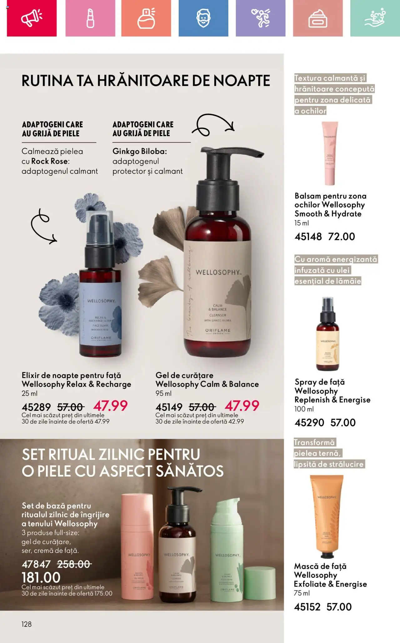 Catalog Oriflame 15 Iunie - 5 Iulie 2025 | Pagina 128 | Produse: Elixir, Gel de curățare, Cremă, Ulei