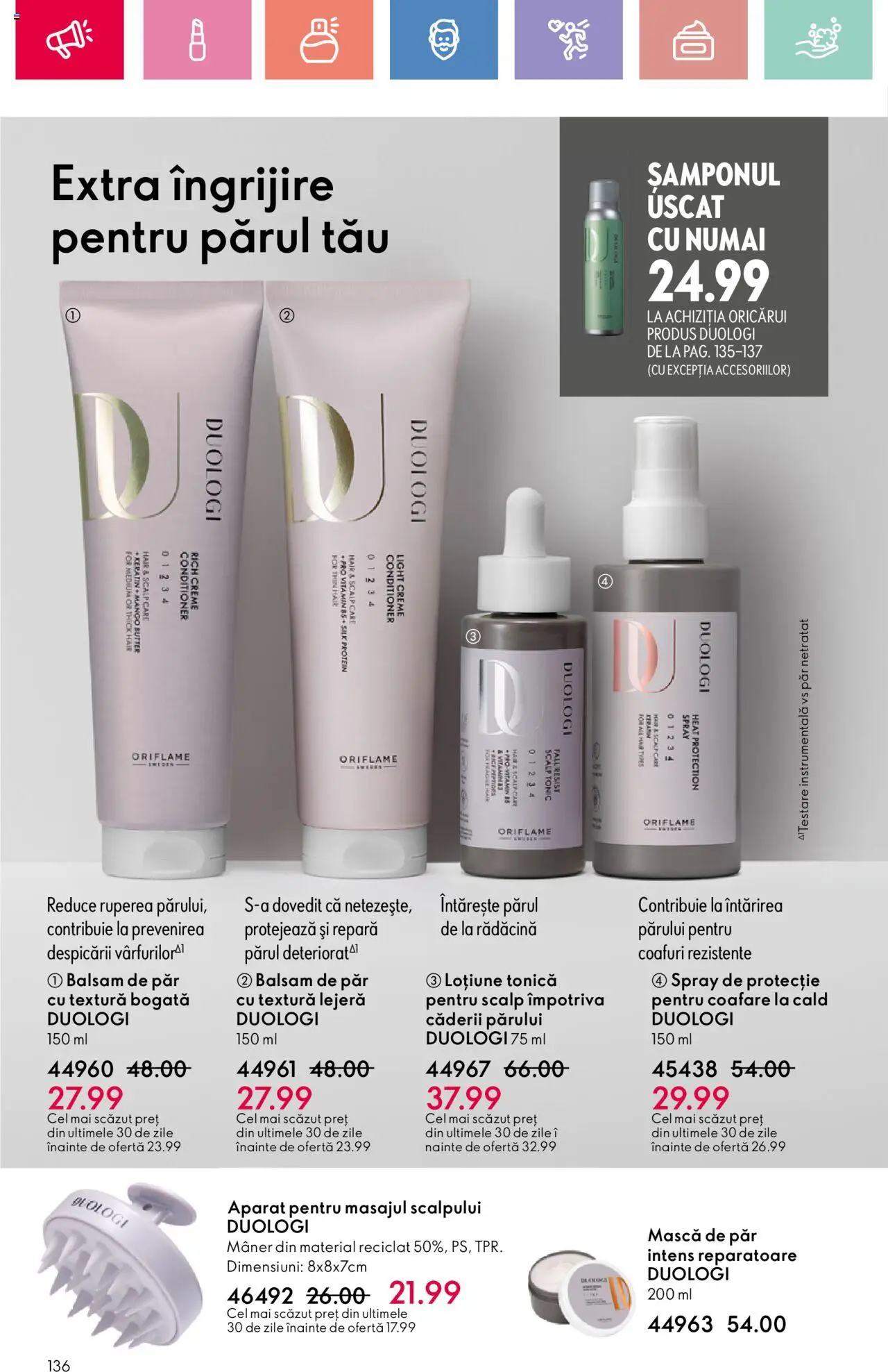Catalog Oriflame 15 Iunie - 5 Iulie 2025 | Pagina 136 | Produse: Mâner, Balsam, Mască de păr, Balsam de păr