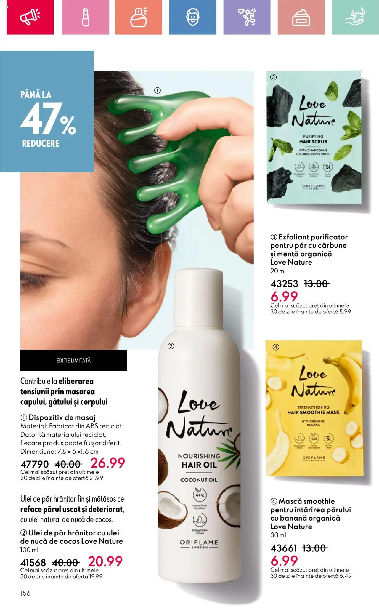 Catalog Oriflame 15 Iunie - 5 Iulie 2025 | Pagina 156 | Produse: Exfoliant, Ulei de păr, Ulei, Smoothie