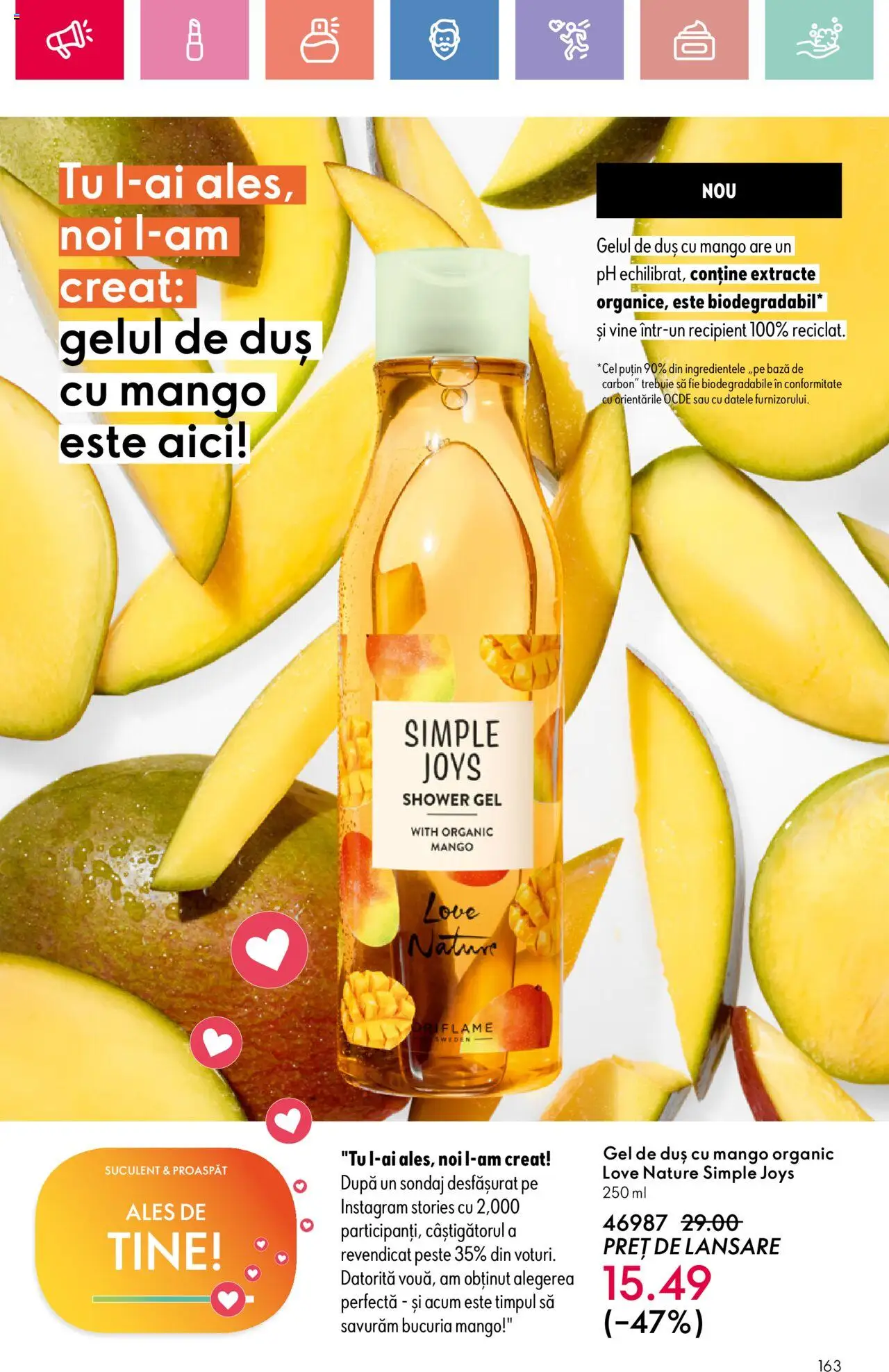 Catalog Oriflame 15 Iunie - 5 Iulie 2025 | Pagina 163 | Produse: Duș, Gel de duș, Pește, Mango