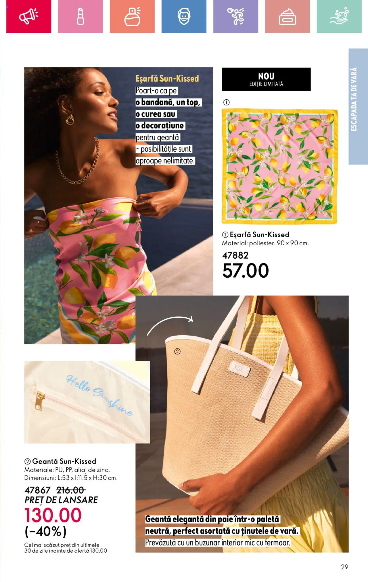 Catalog Oriflame 15 Iunie - 5 Iulie 2025 | Pagina 29 | Produse: Eșarfă, Curea, Geantă