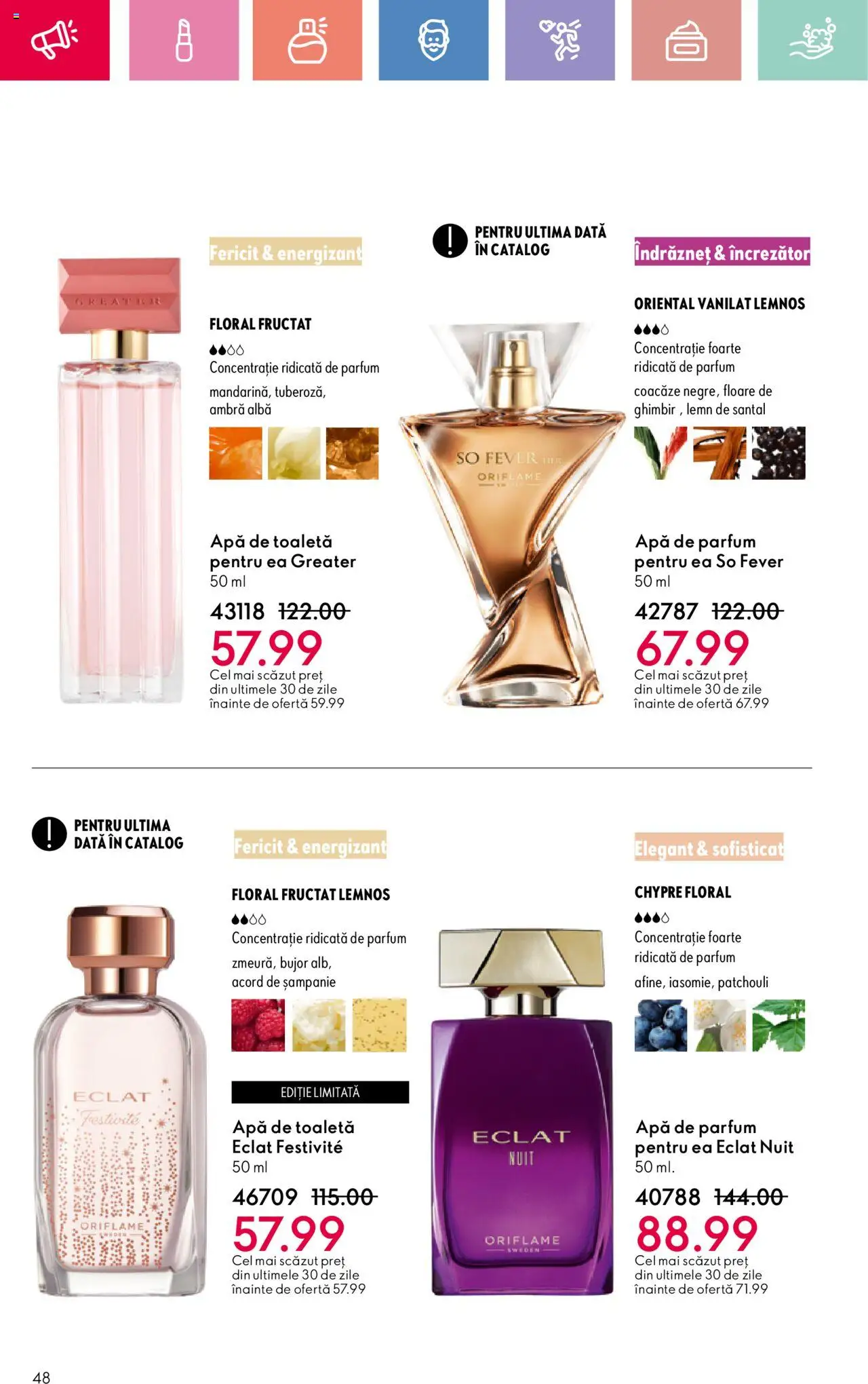 Catalog Oriflame 15 Iunie - 5 Iulie 2025 | Pagina 48 | Produse: Apă de parfum, Toaletă, Apă de toaletă, Apă